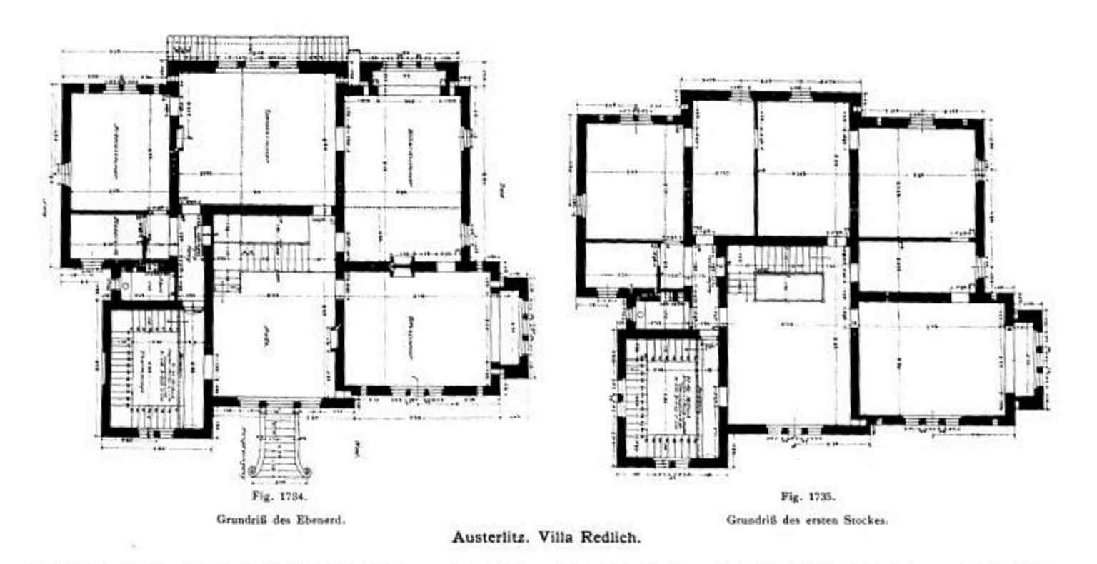 These original floor plans from 1904 reveal the villa's unique 'additive massing' and irregular layout, a characteristic of the Tudor Neo-Gothic style inspired by the Hannover School.