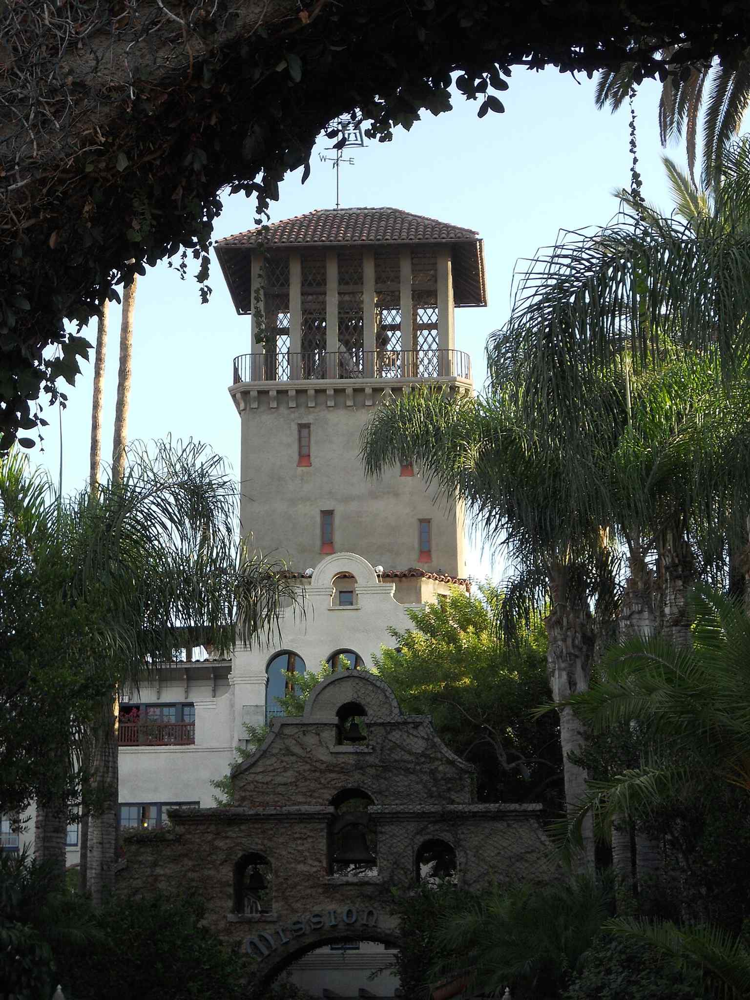 Classic front view of the Mission Inn, the massive Riverside hotel that grew from Frank Miller’s Glenwood Cottage into a national landmark.
