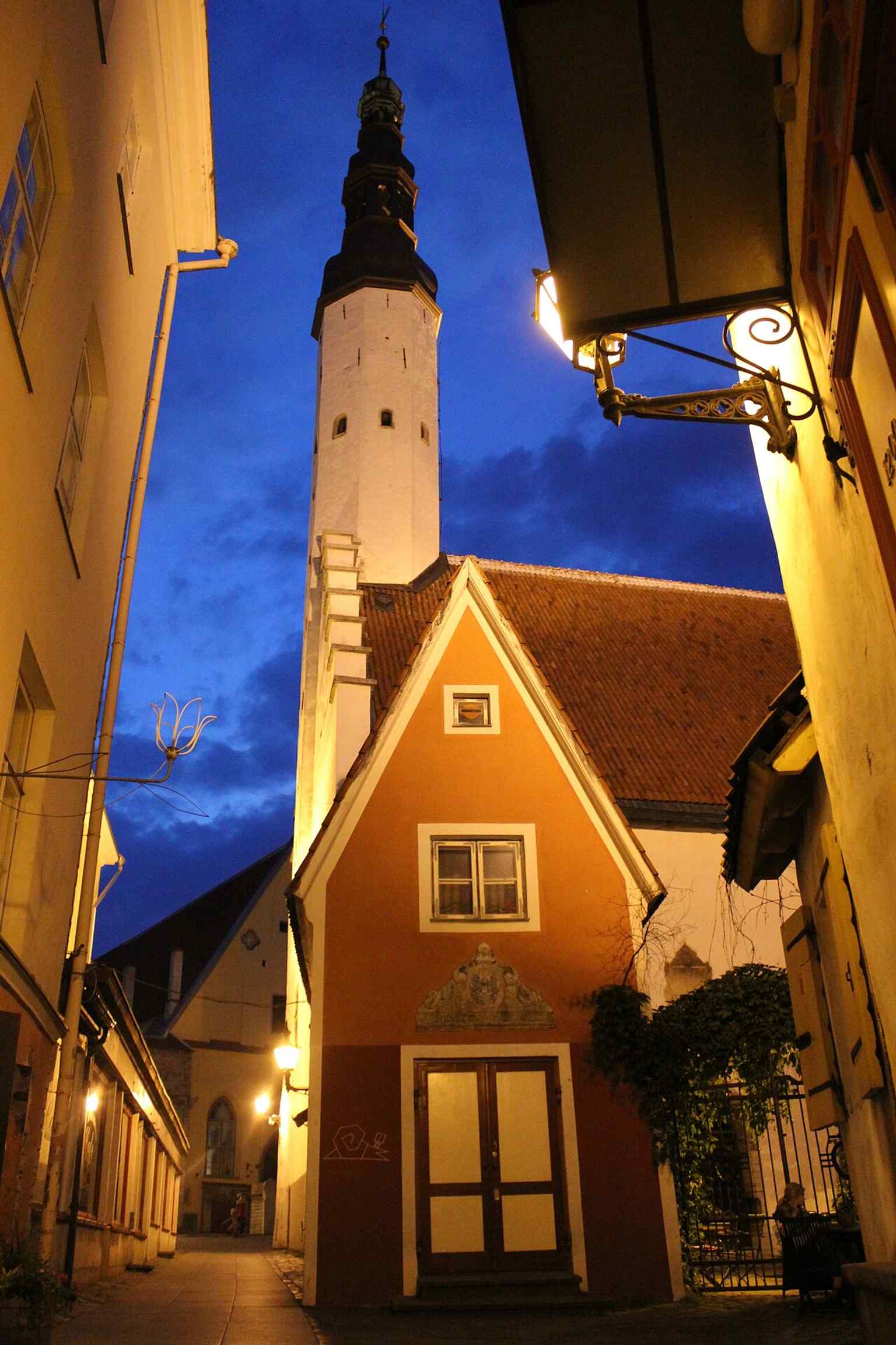 The church tower in the Old Town, a compact Gothic survivor that has witnessed centuries of fires, reforms, and restoration.