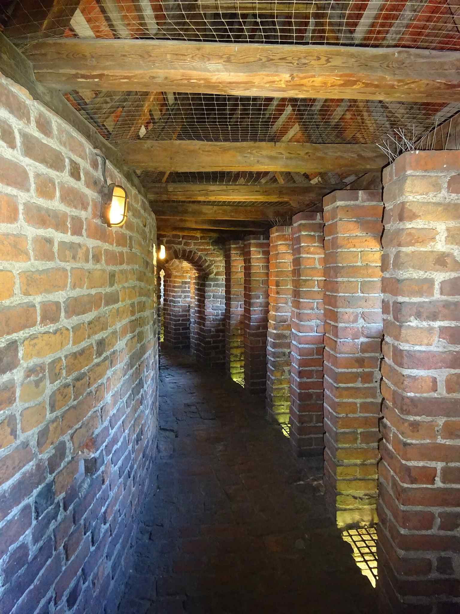 A close look at the crenellation highlights the fortress’s military design, with firing positions built into the brickwork.
