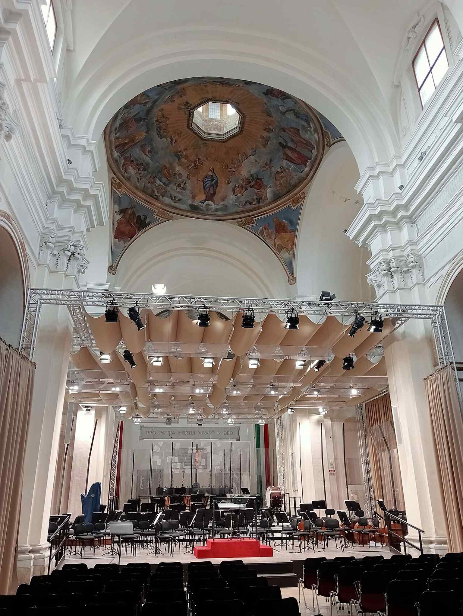 The plain Baroque façade of San Romualdo in Ravenna, the former monastic church that was later turned into a civic memorial for the war dead.