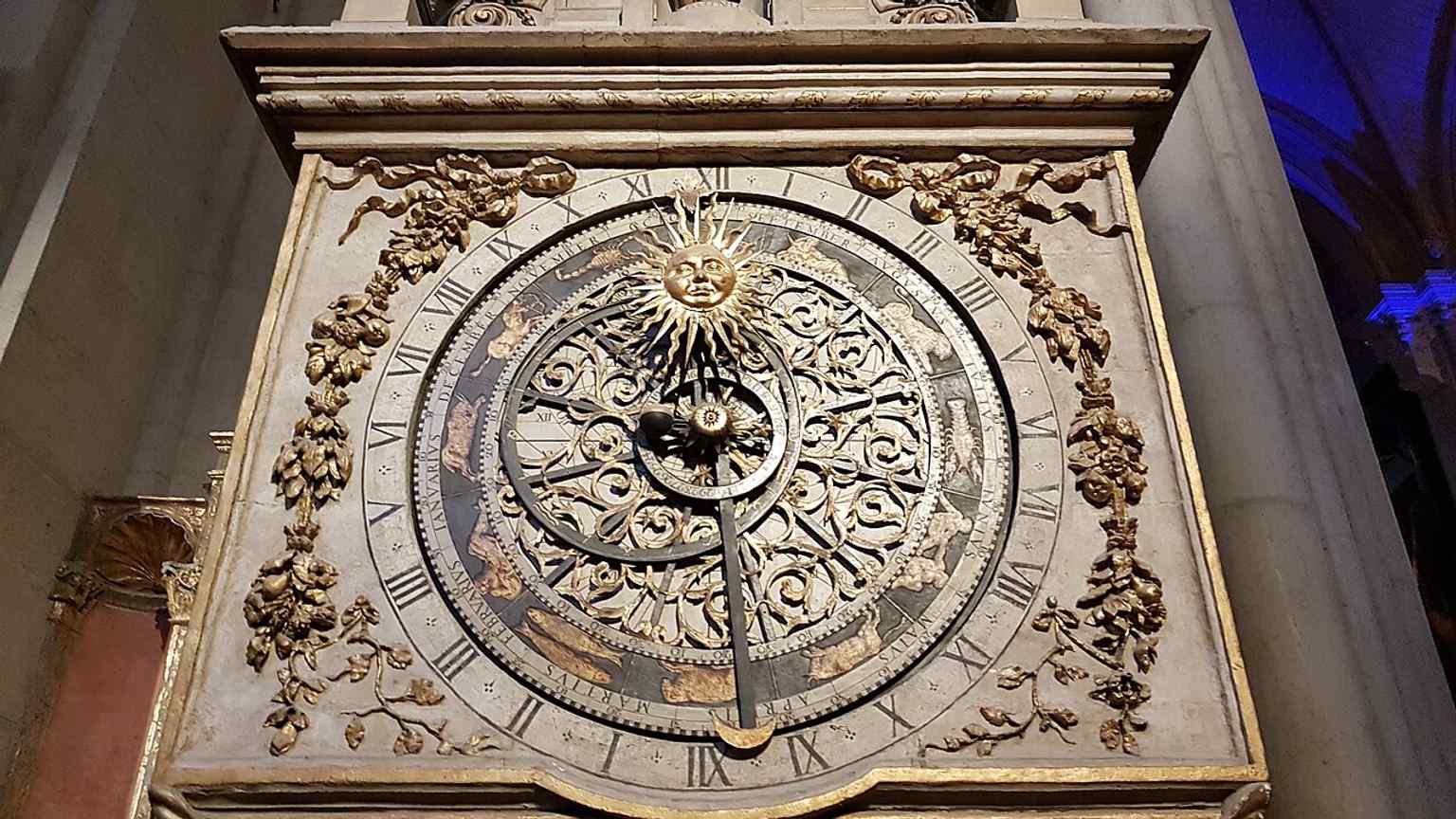 The astronomical clock, one of Saint John’s best-known curiosities, still marks the cathedral’s long tradition of combining liturgy, timekeeping, and spectacle.