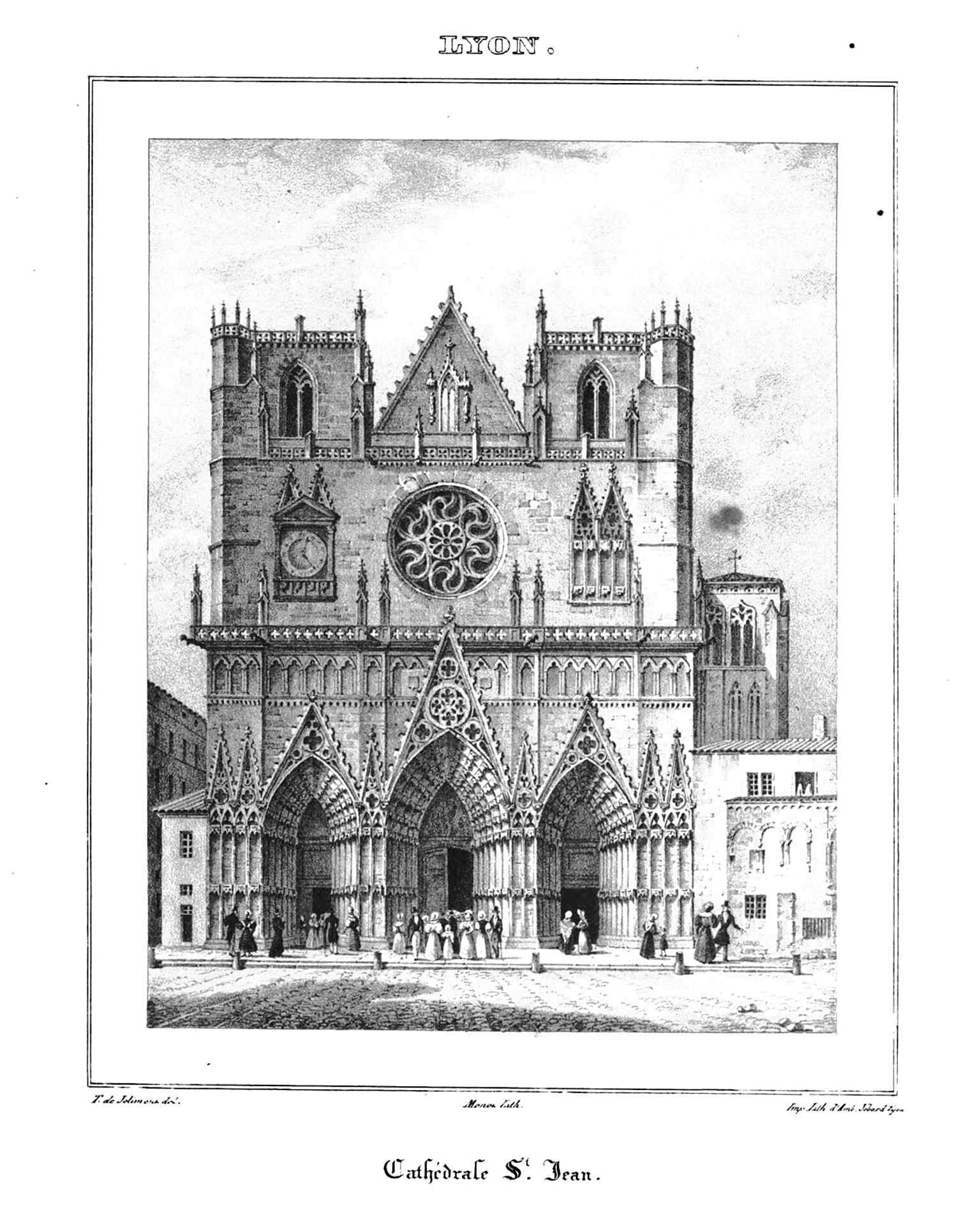A 19th-century engraving of the main façade, useful for showing how Saint John’s Cathedral looked in the age of early restorations.