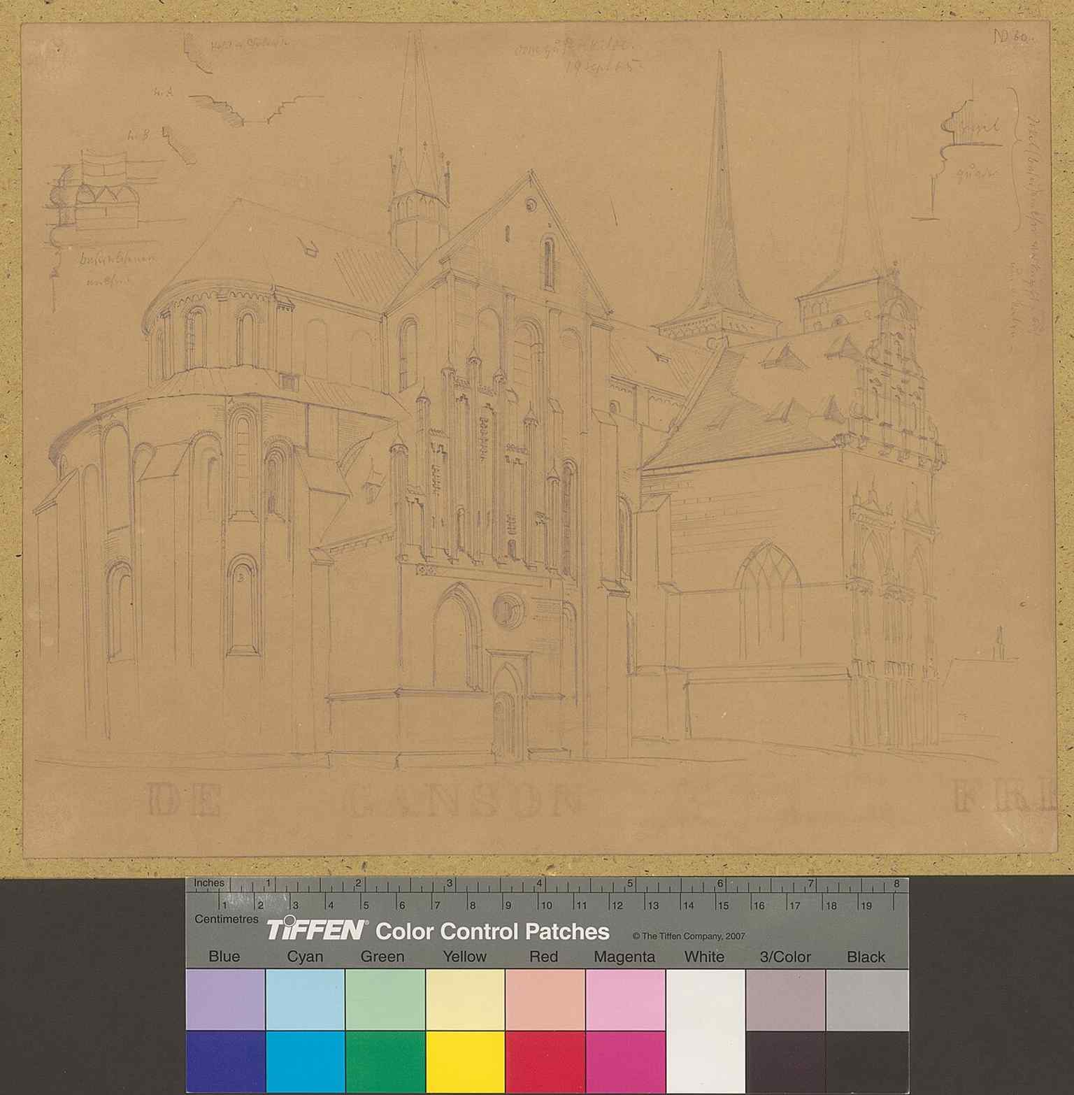 This detailed 1865 artwork captures the grand interior of Roskilde Cathedral, a UNESCO World Heritage Site due to its unique architectural evolution over 800 years.