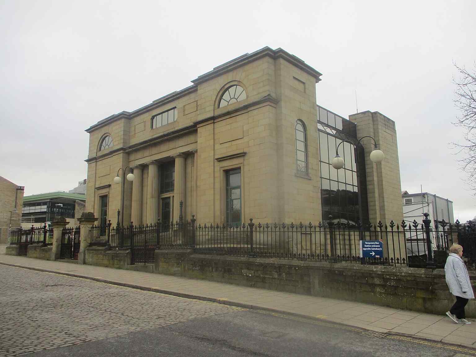 The Halifax bus station works seen from Wade Street, part of the phased redevelopment that kept services running while the new station was built.