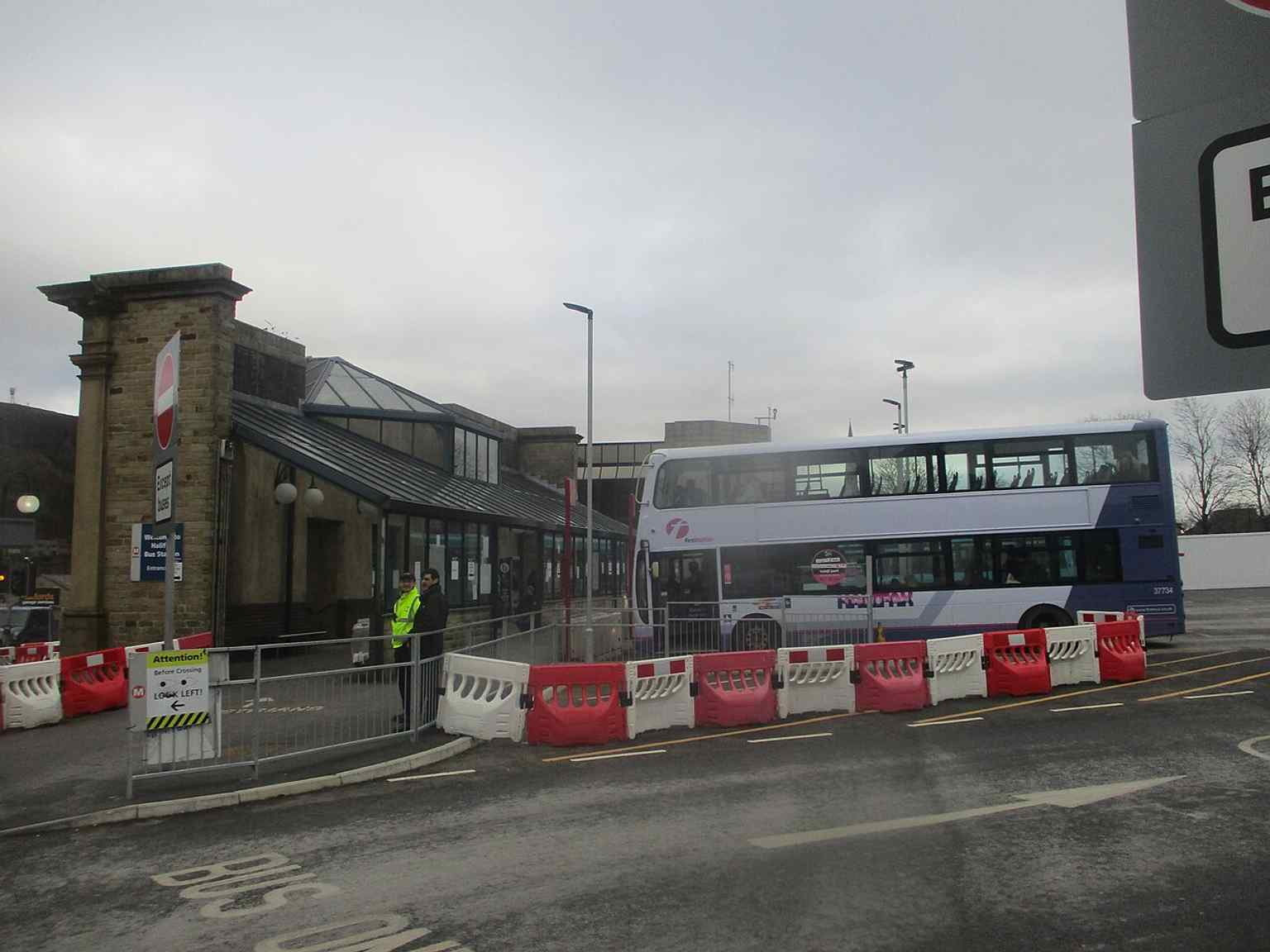 Construction seen from Winding Road, another of the approaches to the station in Halifax town centre.
