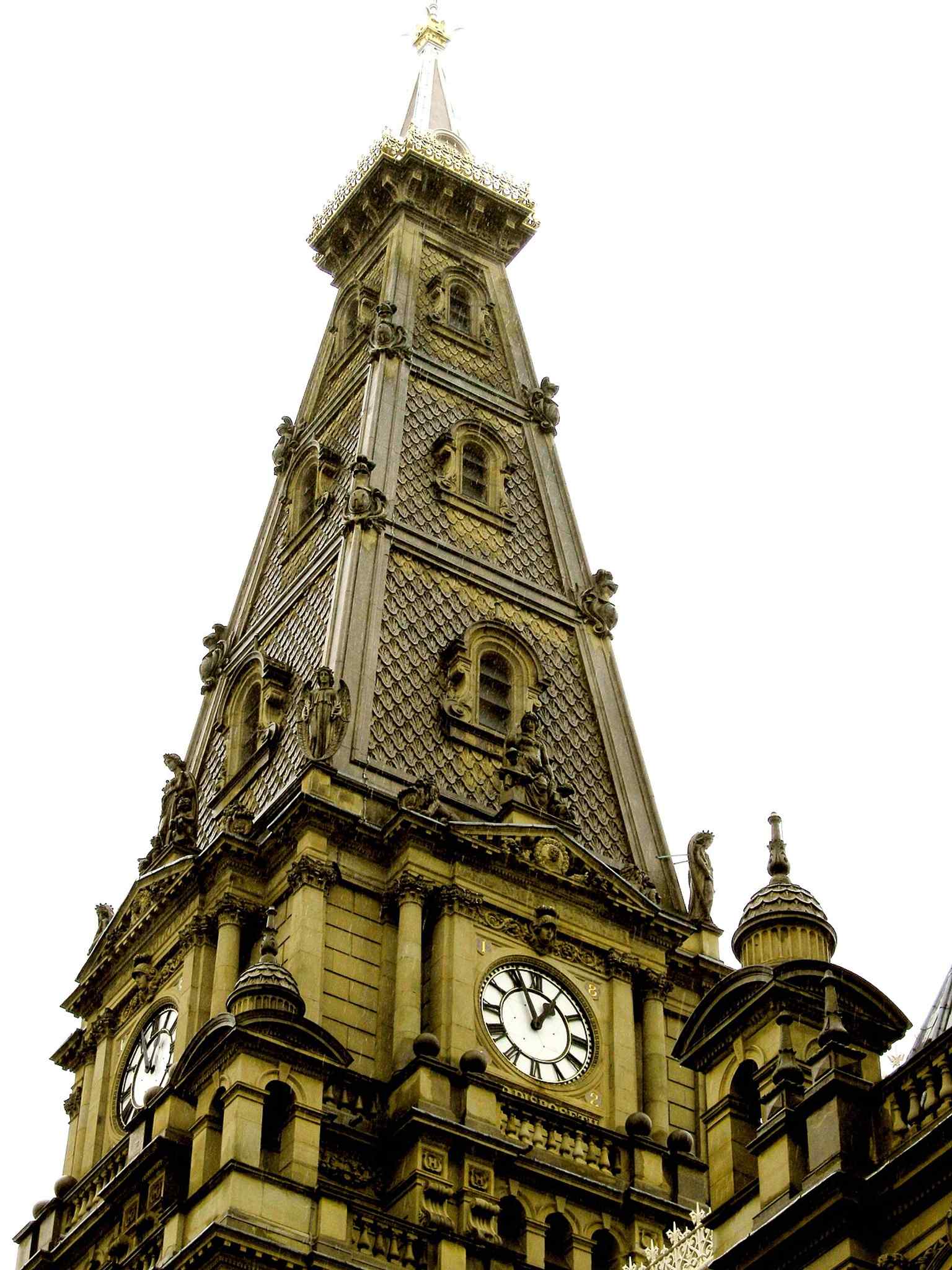 The soaring tower and spire, a key feature of the building, with the 180-foot steeple and its sculptural programme by John Thomas.
