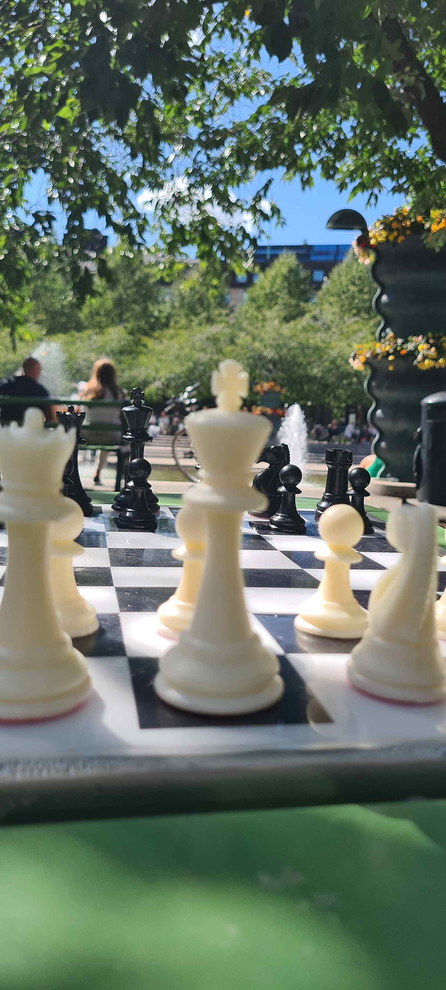 Kungsträdgården's central location and outdoor spaces make it one of Stockholm's most popular hangouts and meeting places, with activities like open-air chess.
