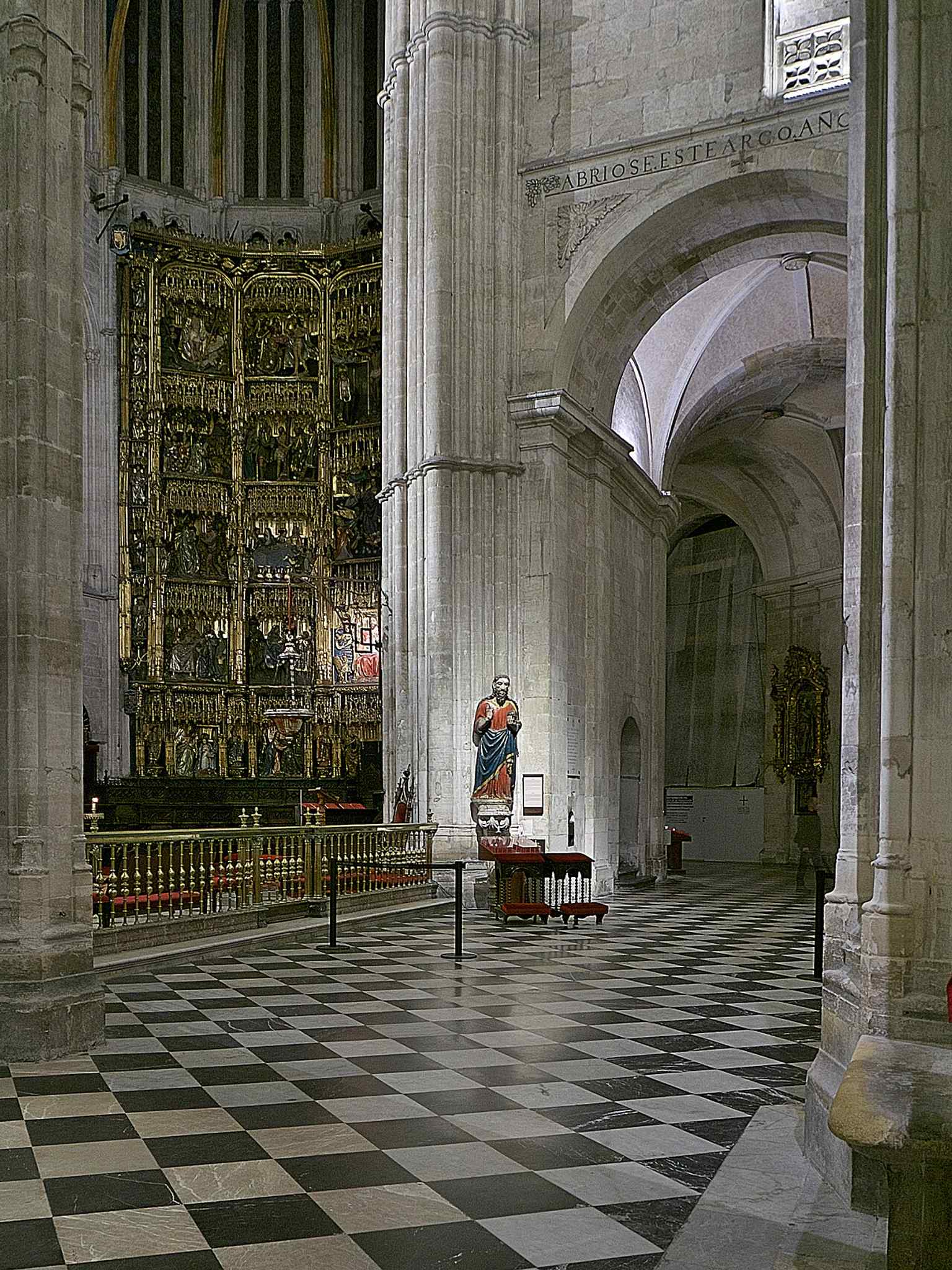 The nave interior, where the cathedral’s Gothic vaulting and later additions create its layered medieval look.