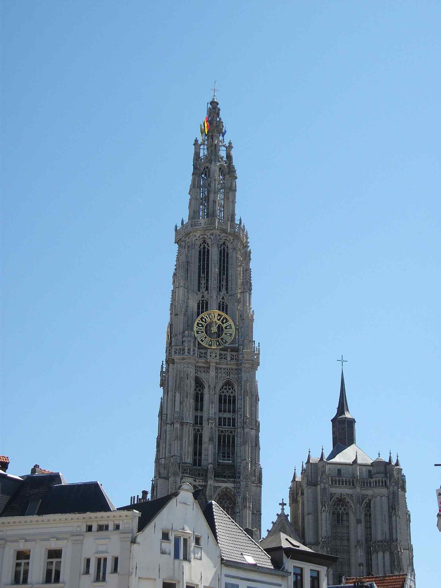 The cathedral’s soaring 123-meter tower—one half of an unfinished pair that was never completed after the 16th-century fire.