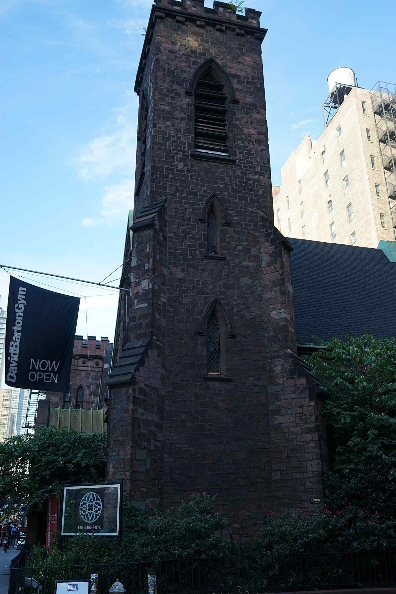 A front view of the former Church of the Holy Communion, the pioneering 1840s Gothic Revival landmark that was once an Episcopal parish church.