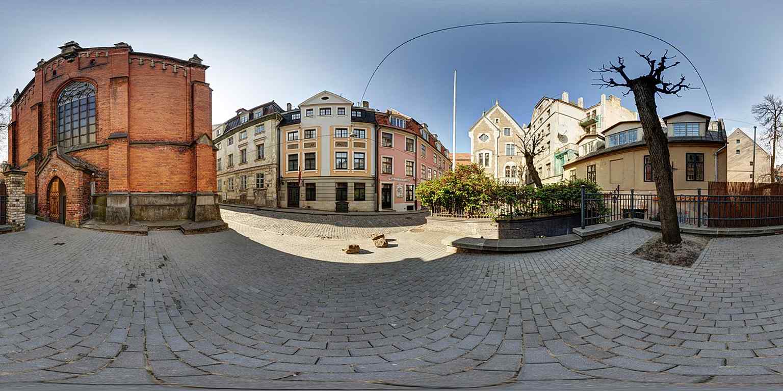 The vivid red-brick neo-Gothic church facing the Daugava — built in the 1850s for Riga’s British Anglican community.