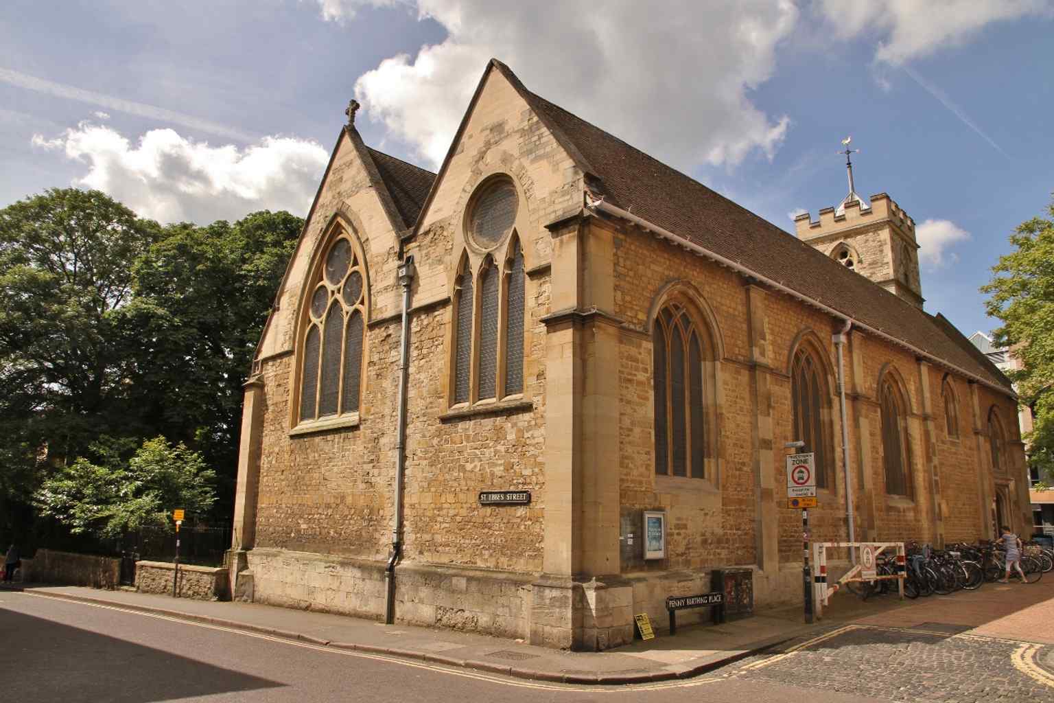 A northeast view of St Ebbe’s Church in central Oxford, showing the parish church as it appears today after later restorations.