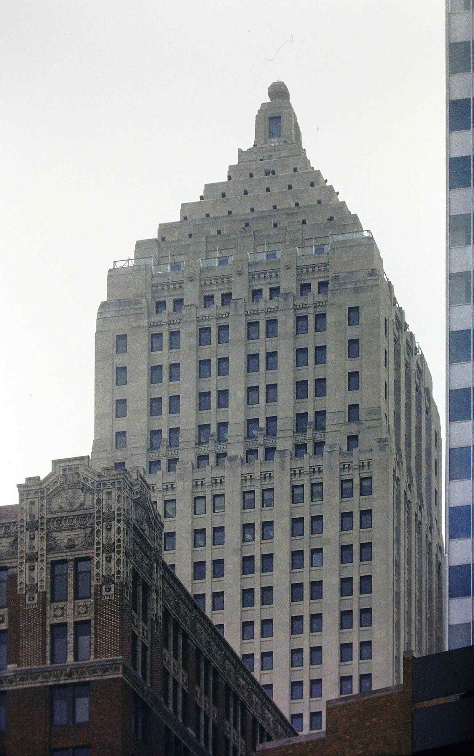 This image from 2001 captures the iconic pinnacle beacon which, since the opening of PNC Park, flashes after a Pittsburgh Pirates home run, earning a shout-out from announcer Lanny Frattare.