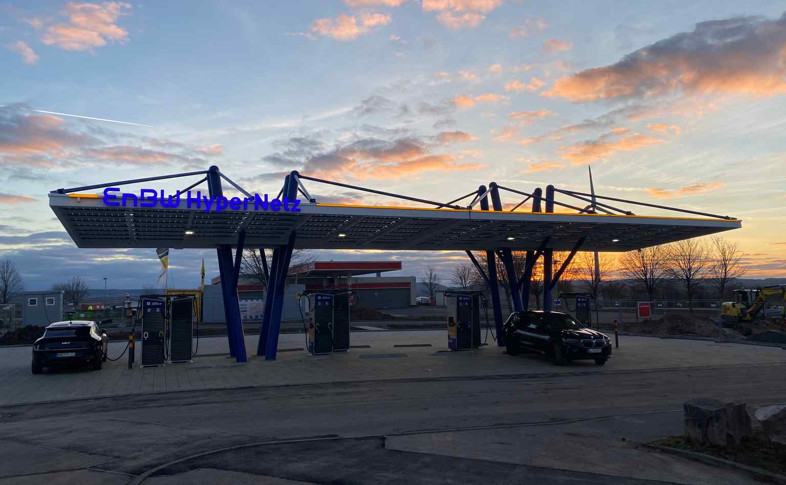 This EnBW charging park at Gau-Bickelheim demonstrates the company's commitment to building a nationwide fast-charging infrastructure for electric vehicles.