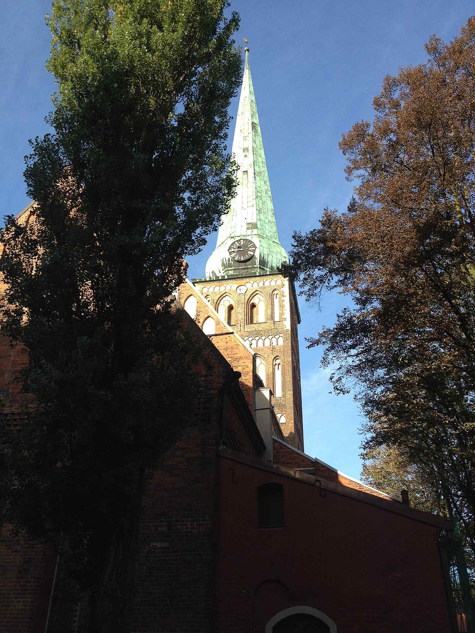 A closer exterior detail of the cathedral, good for the tower and roofline that dominate Riga’s skyline.