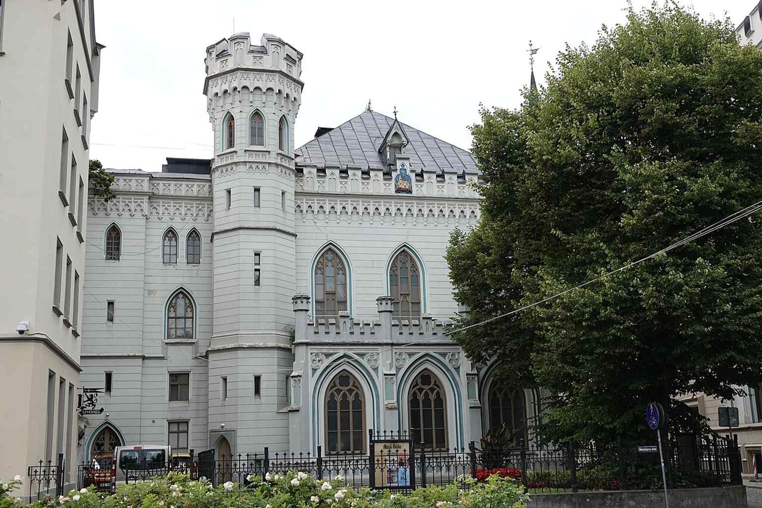The Small Guild in Riga from another angle, useful for showing the landmark as it stands today on the edge of Livs Square.