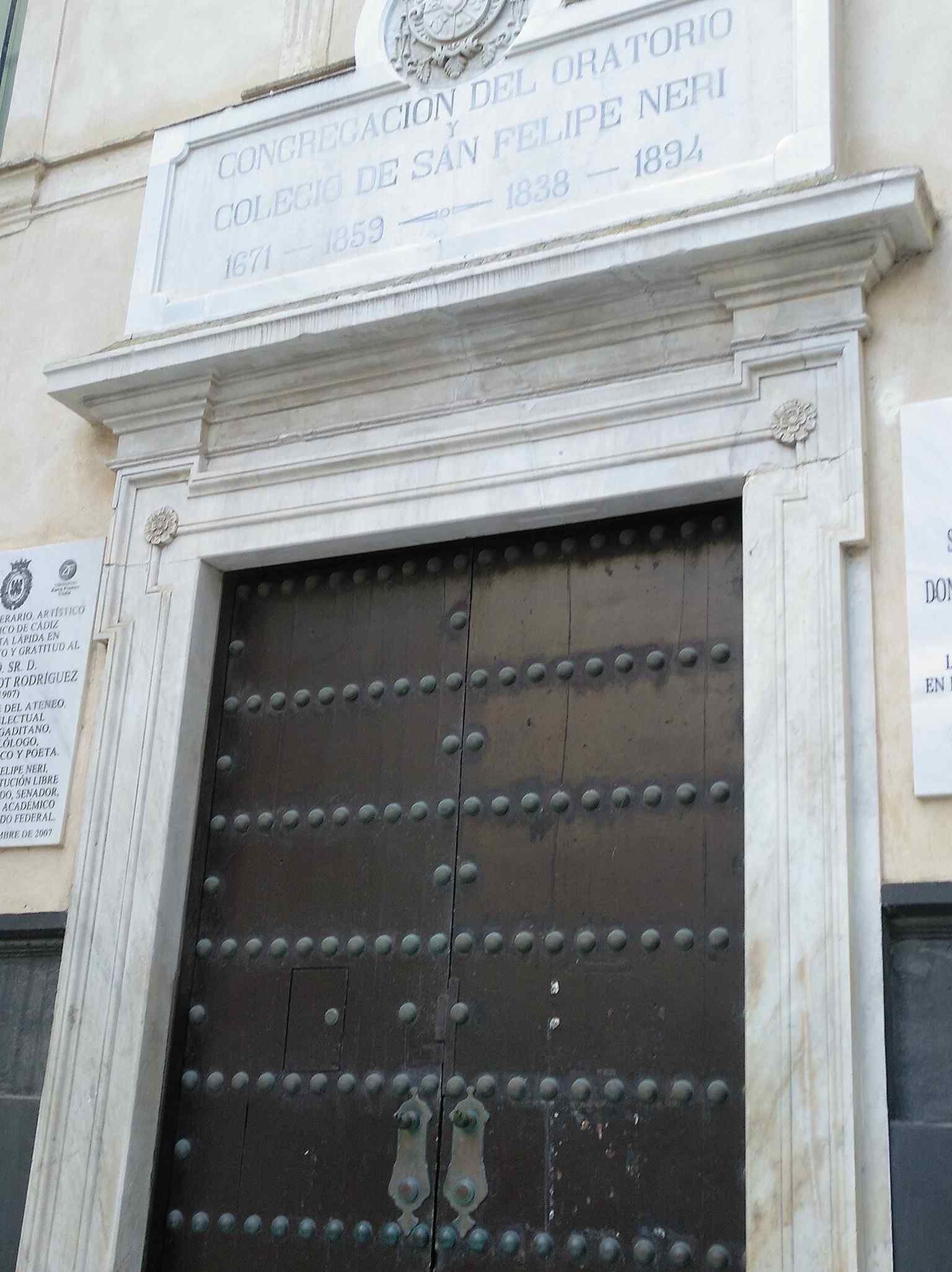 The Baroque facade of Oratory of Saint Philip Neri in Cádiz, where the Spanish Cortes met in 1811 and the Constitution of 1812 was proclaimed.