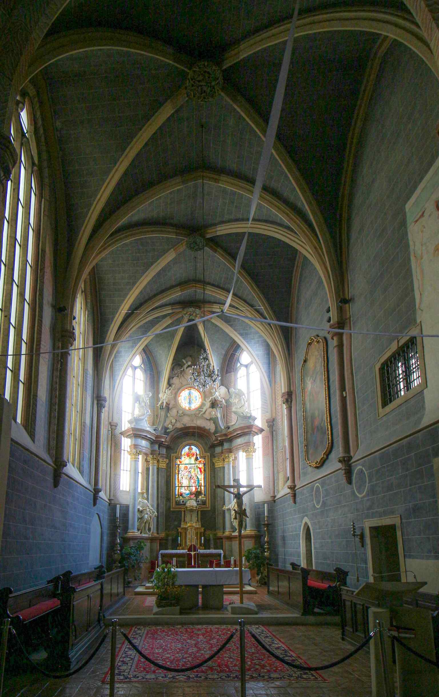 An interior view of the church’s ornate Baroque space, reflecting the layered history of the oldest preserved sacred building in Bratislava.