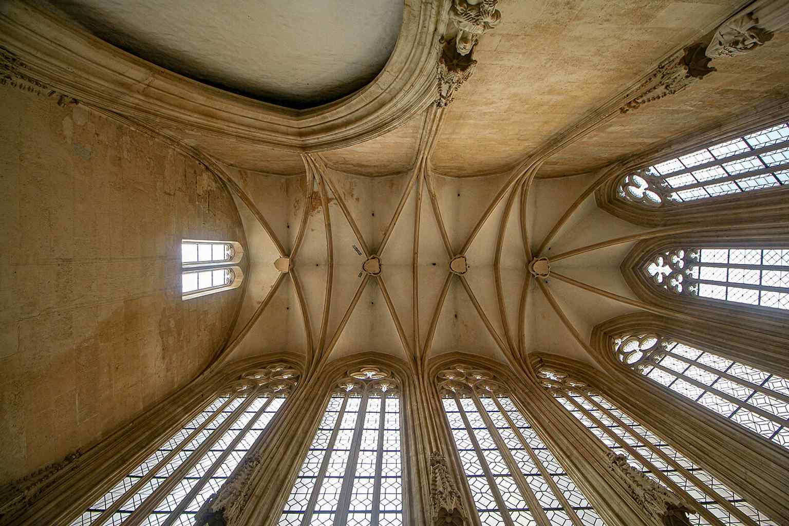 The ribbed vault of the Chapel of Saint John the Evangelist, one of the church’s most important Gothic chapels and a rare survivor from the 14th century.