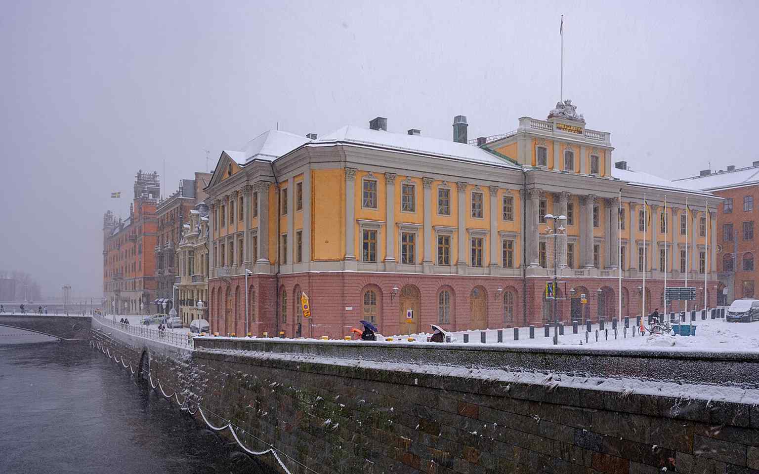 A panoramic view of The Hereditary Prince's Palace on Gustav Adolfs Torg, currently serving as the Ministry of Foreign Affairs.