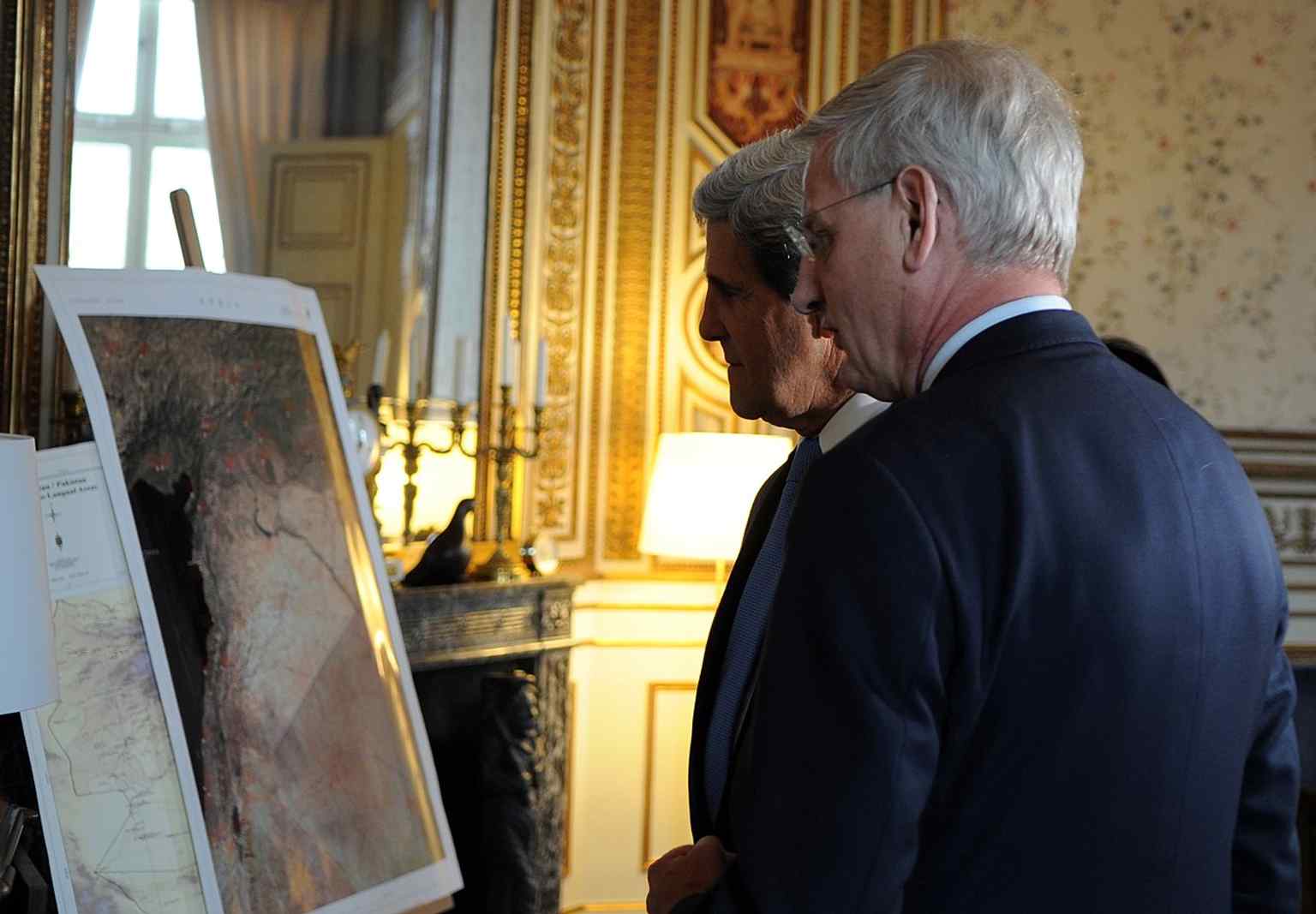 U.S. Secretary of State John Kerry meeting with the Swedish Foreign Minister inside the palace, which has been the seat of the Ministry for Foreign Affairs since 1906.