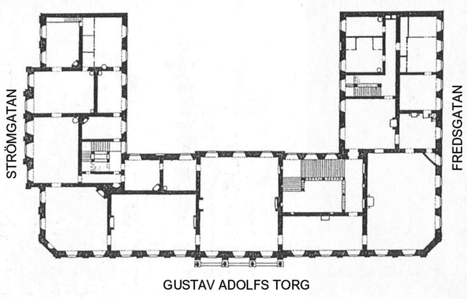 An architectural plan from 1780, likely showing Erik Palmstedt's design for Princess Sofia Albertina's new, larger palace.