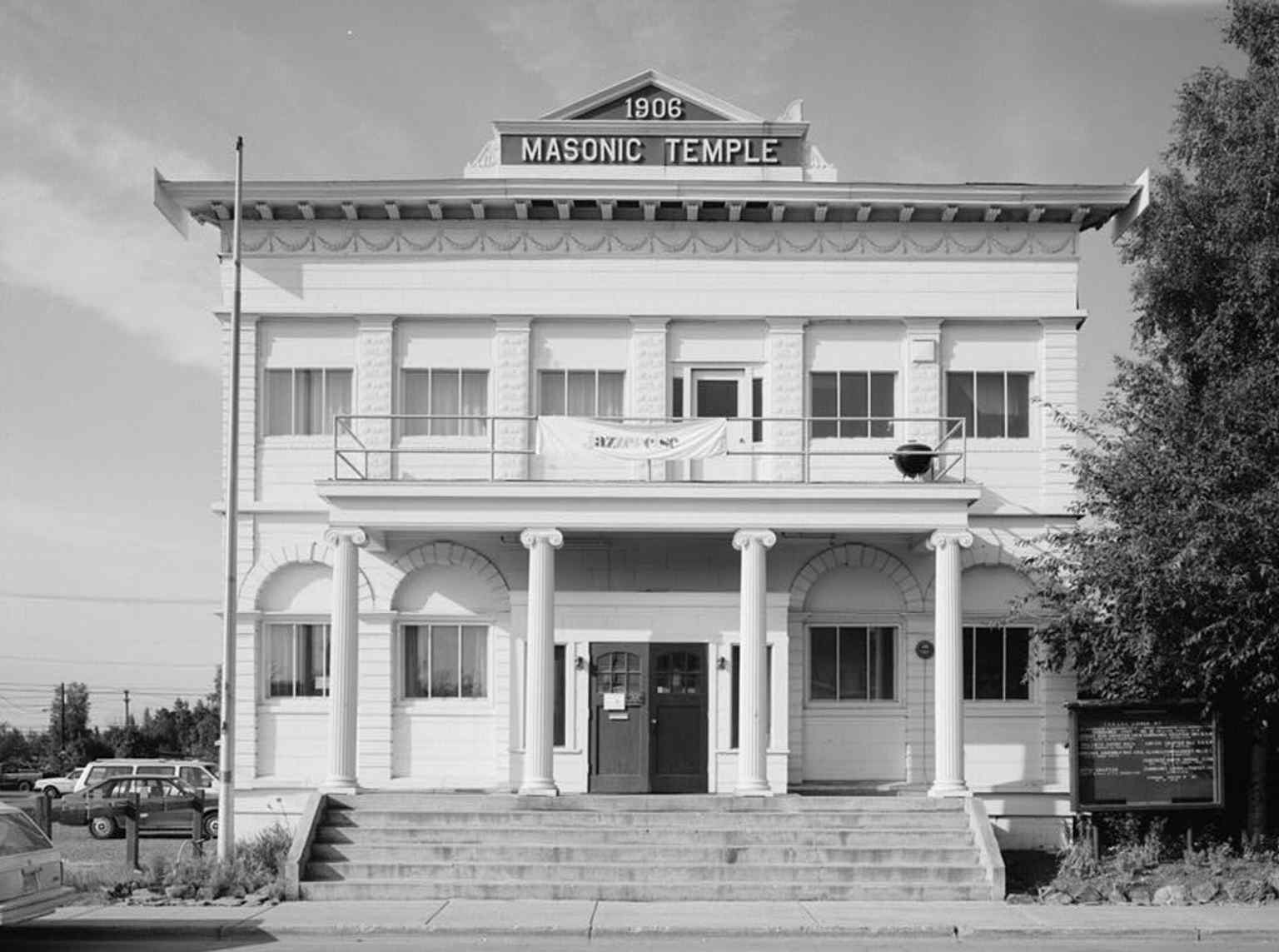 Historic HABS documentation of the Masonic Temple at 809 First Avenue — one of the few original Fairbanks buildings to survive the 1906 fire.