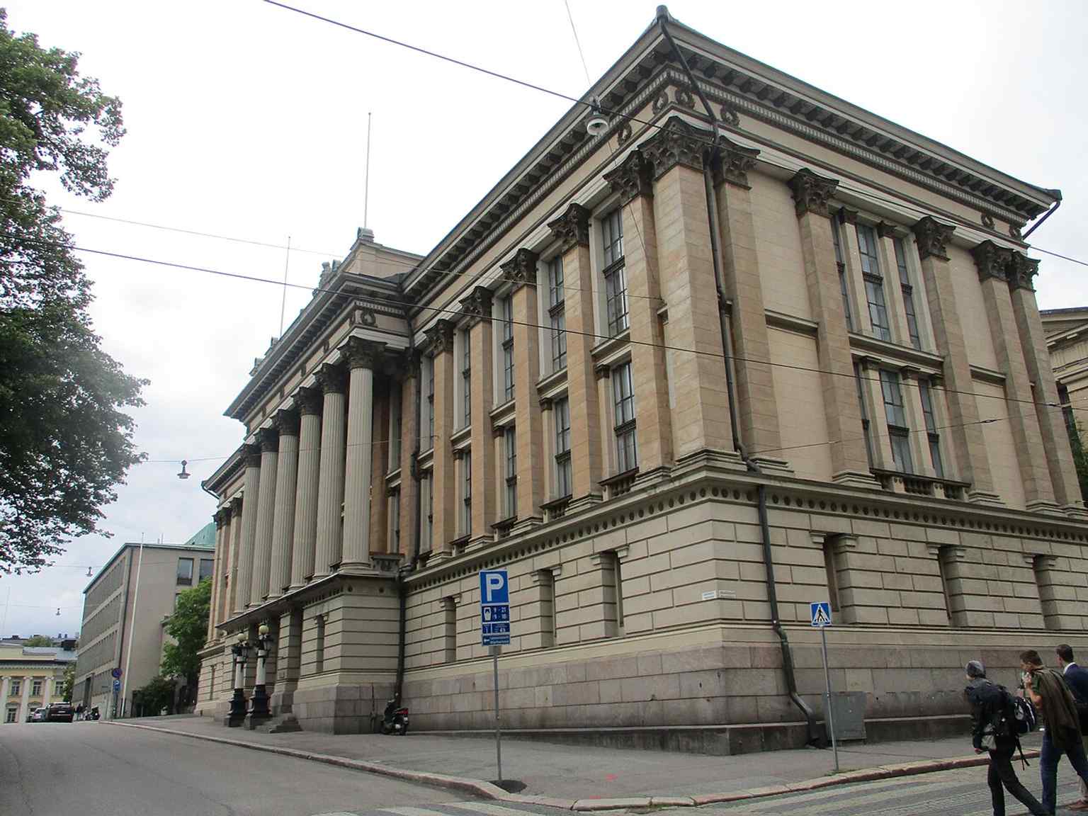 A clear modern view of the Helsinki headquarters on Rauhankatu, the main branch that houses the country’s central archives and private collections.
