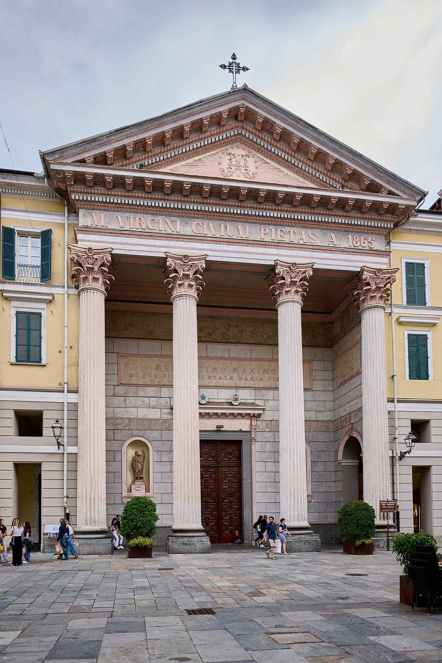 Admire the impressive neoclassical facade designed by Antonio Bono, an 'ingenious scenic deception' to align the church with Cuneo's rigorous urban grid.