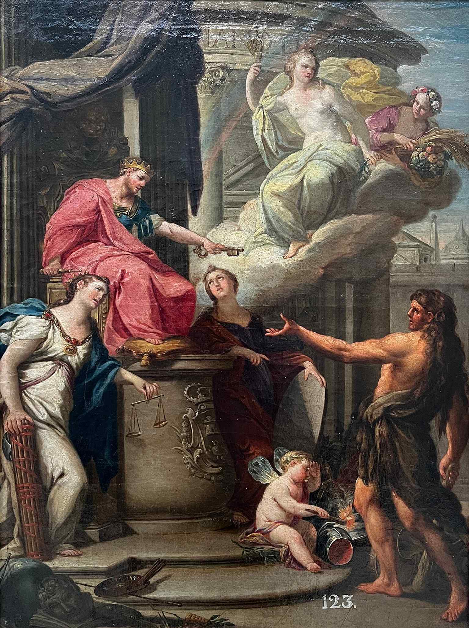 Preciado de la Vega’s Allegory of Peace evokes the Enlightenment ideals that shaped the Academy’s early years.