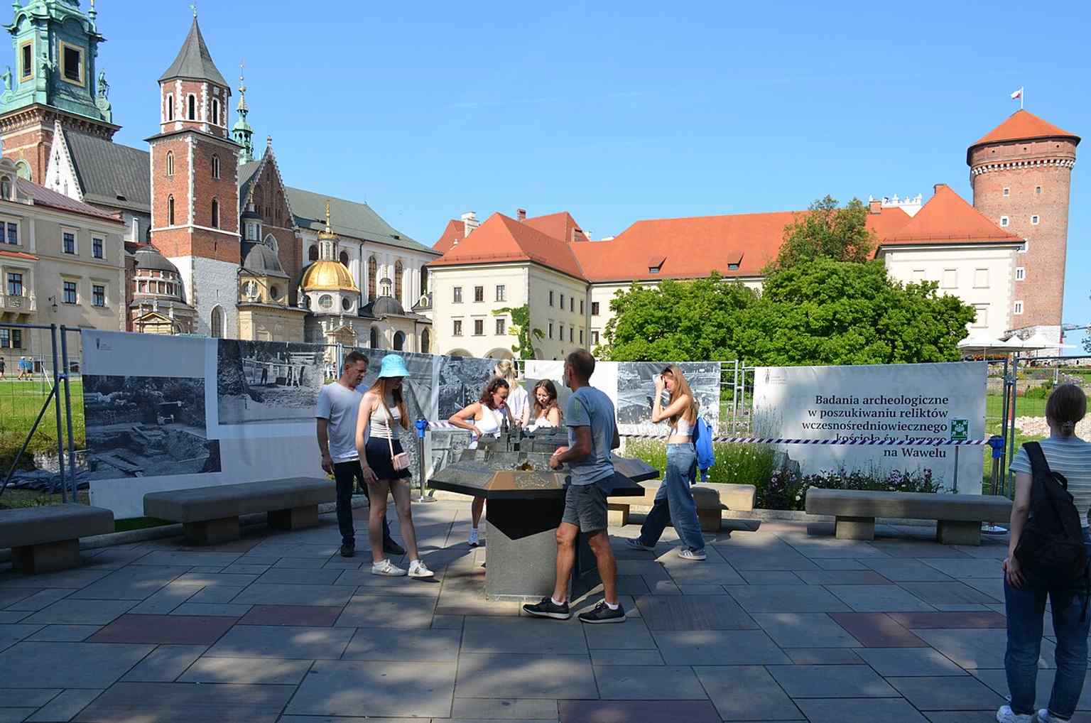 A scale model of Wawel that helps explain the castle’s layered plan, with courtyards, towers, and multiple wings.