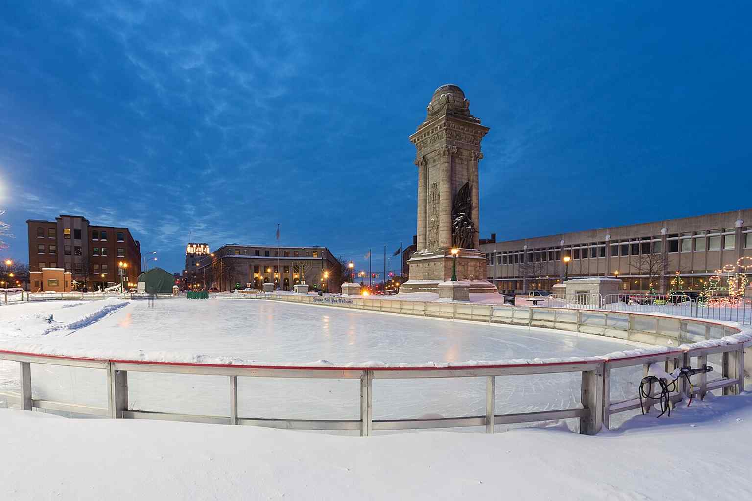 Clinton Square’s winter ice rink, a tradition since the 1990s and now a signature seasonal use of the downtown park.