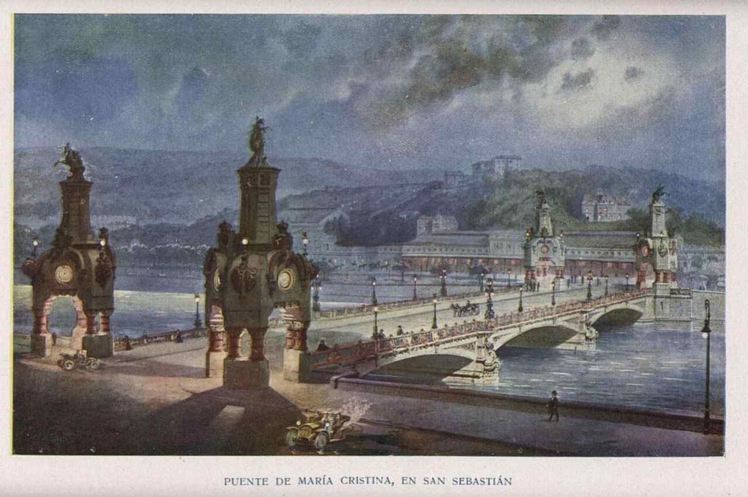 An early design drawing from 1910, echoing the bridge project by José Eugenio Ribera and the ambitious engineering ideas behind it.