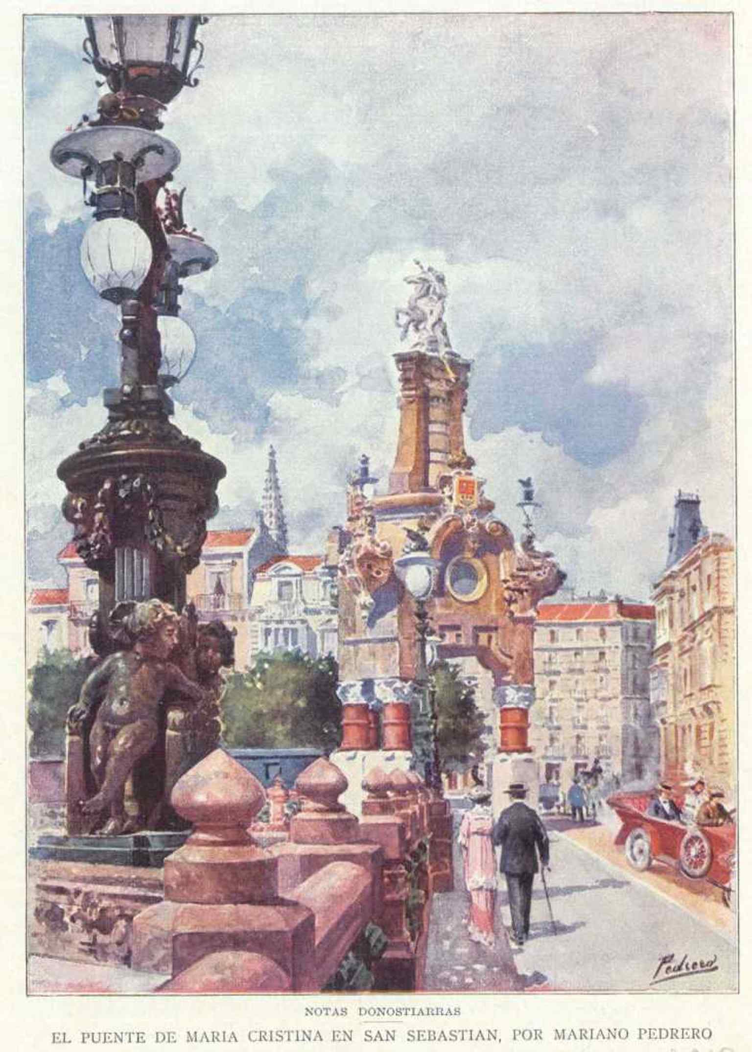 A 1913 printed illustration of the bridge, capturing its Belle Époque prestige and the Paris-inspired style linked to Pont Alexandre III.