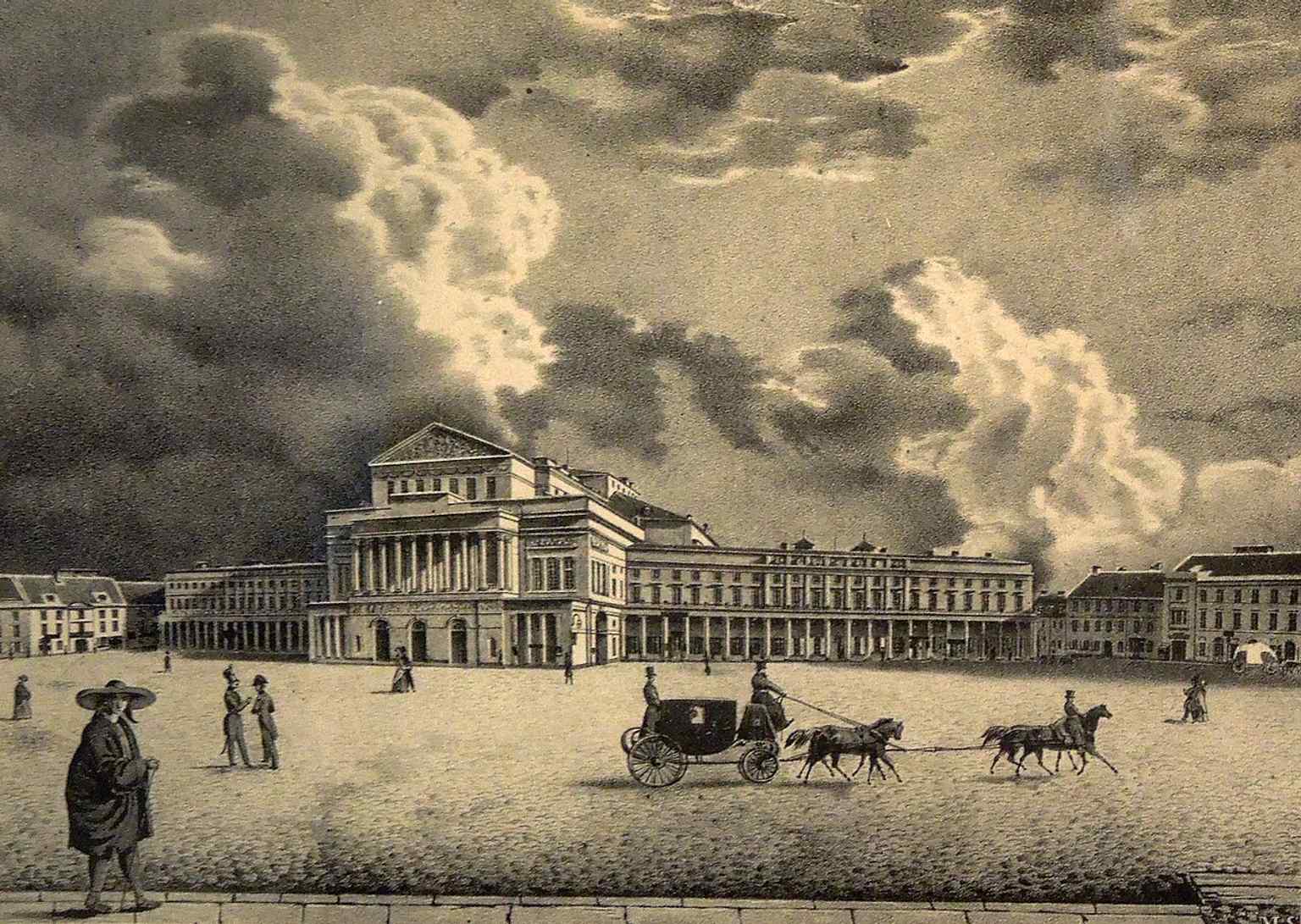 A 1840 lithograph of the theatre that helps show how the building looked in the first decades of the 19th century.