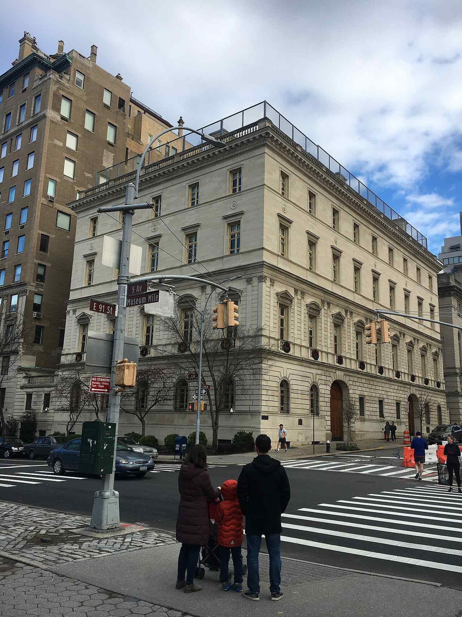 Front view from Fifth Avenue, showing the French-limestone mansion that Otto Kahn modeled on an Italian Renaissance palazzo.