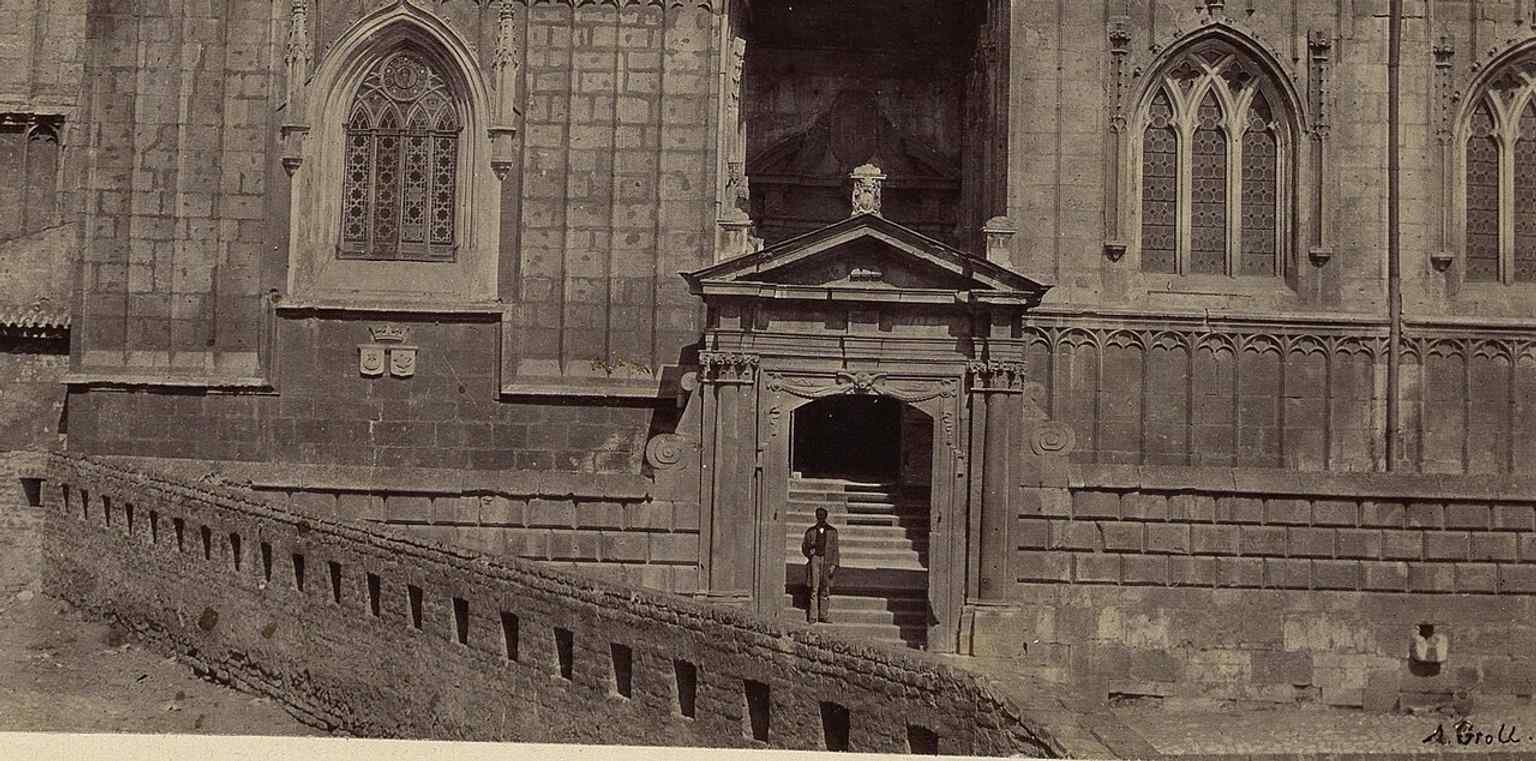 Andreas Groll’s 1863 photograph of the western façade shows Wawel before modern restoration work, preserving an older visual memory of the cathedral.