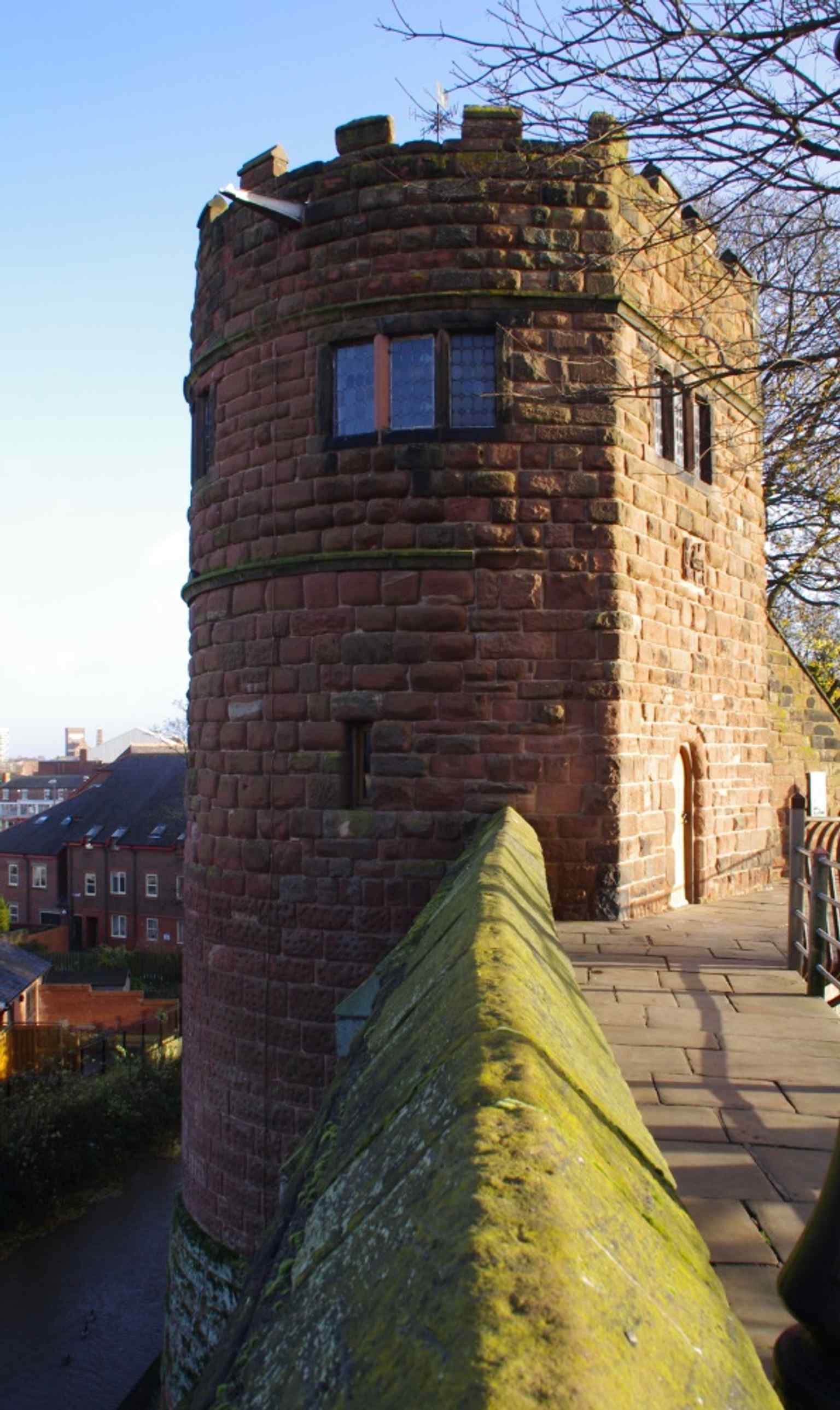 A clear view of Phoenix Tower on Chester’s city walls, the Grade I listed tower at the northeast corner.