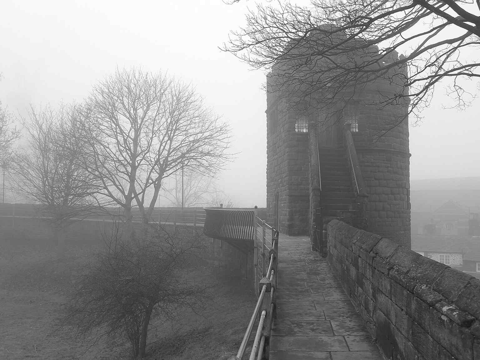 A wider view of Chester’s walls with Phoenix Tower set into the northeast corner, helping place it in the city fortifications.