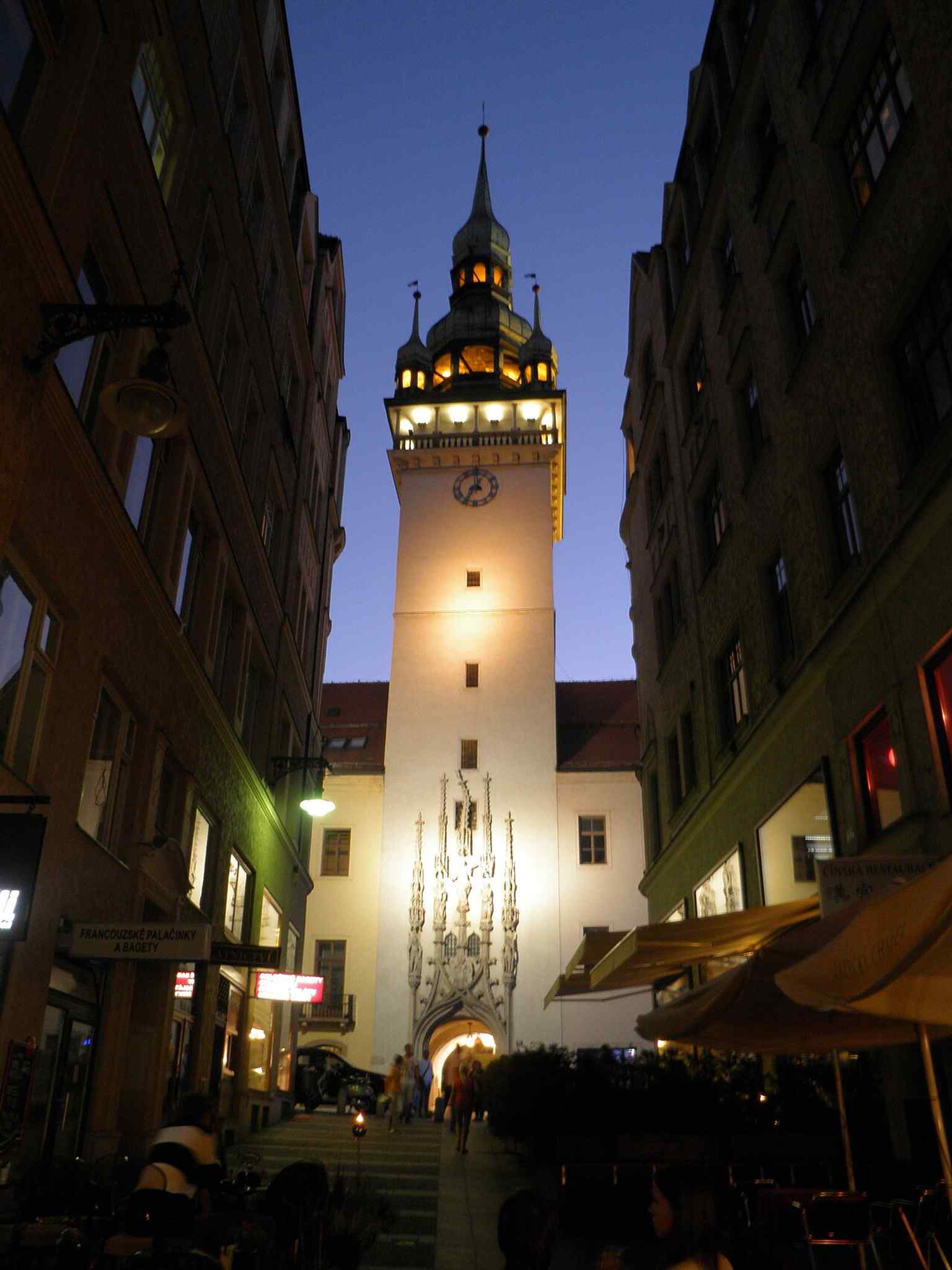 The covered passage through the Old Town Hall — the historic route into the courtyard beneath the tower.