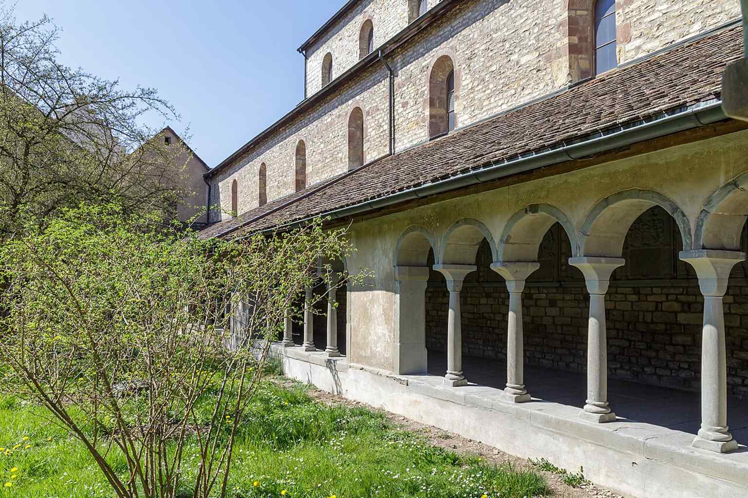 An exterior view of the cloister arcade, showing the monastic enclosure that shaped daily life at Allerheiligen.