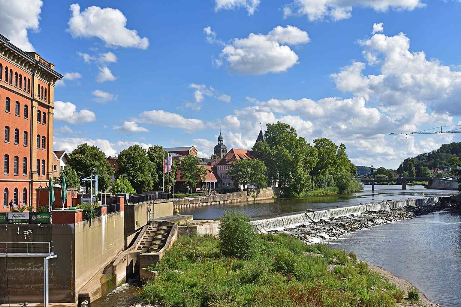 The surviving Wesermühlen building in Hameln — today the historic Pfortmühle site, once part of the river-based milling complex that shaped the city’s industrial waterfront.