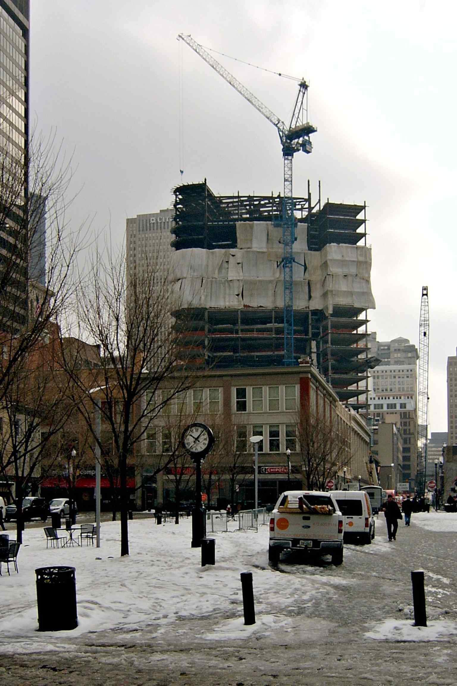 Witness the Tower at PNC Plaza rising in February 2014, part of the construction phase that created approximately 2,500 temporary jobs.