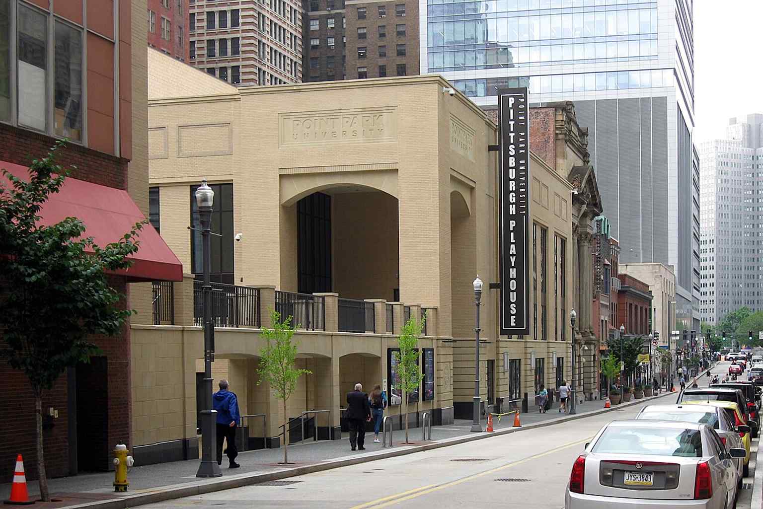 This is the new Pittsburgh Playhouse on Forbes Avenue, which opened in 2018, offering modern facilities and three public performance spaces, including the 560-seat PNC Theatre.