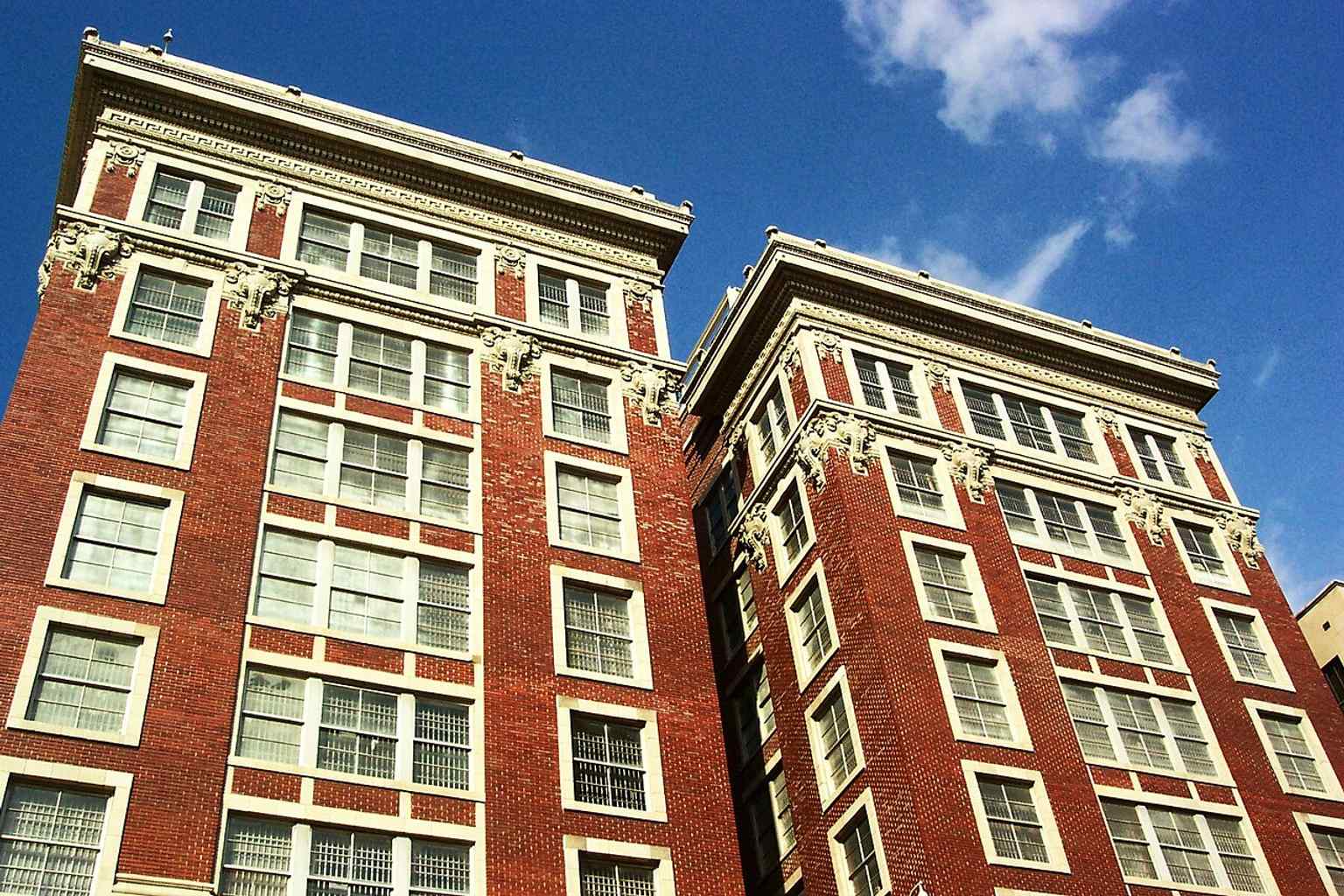 The Dallas County Criminal Courts Building is one of the historic towers that frame Dealey Plaza on the east side.