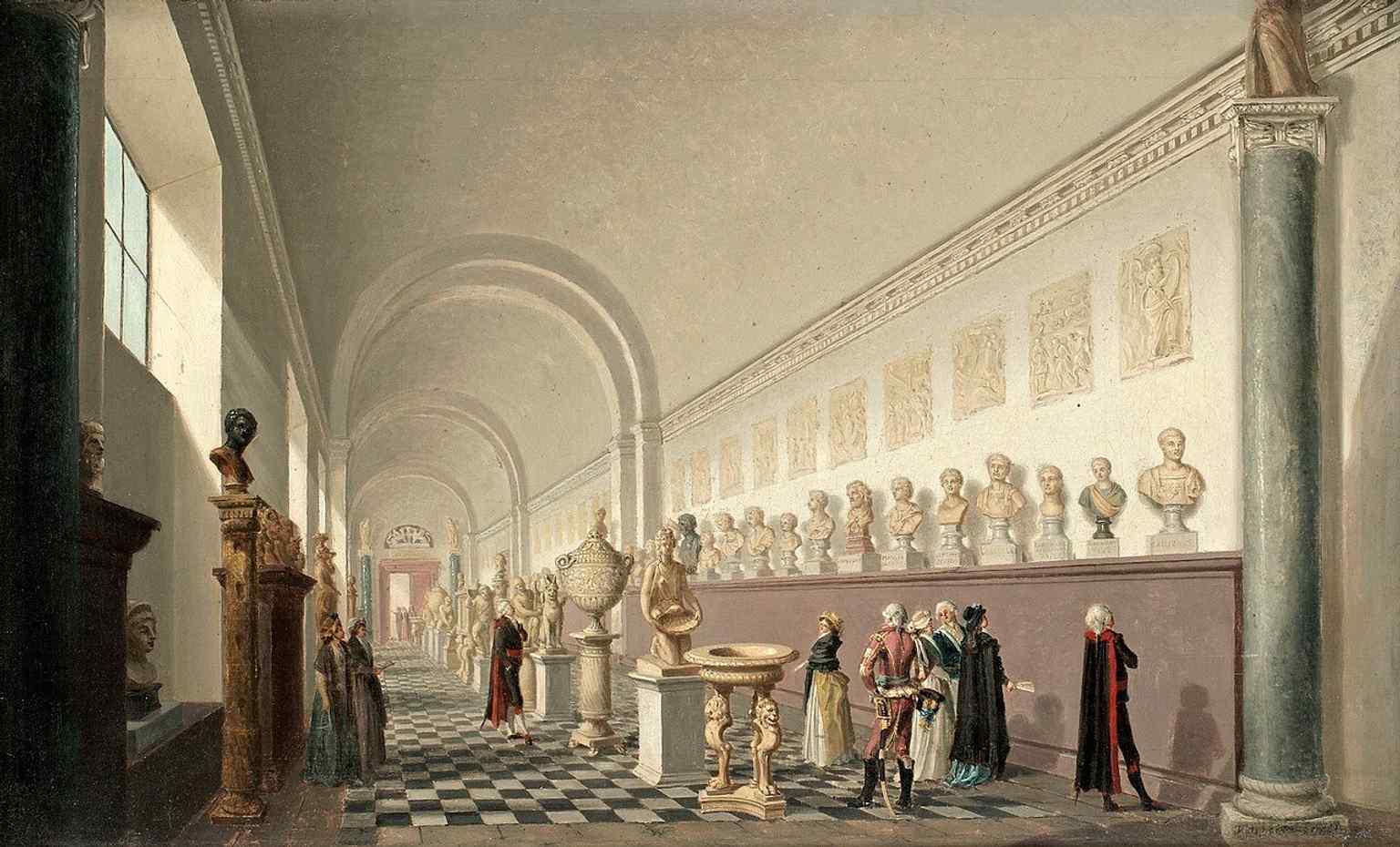 An 18th-century painting of the museum at the Royal Palace, a reminder that the palace has long housed royal collections and exhibitions.