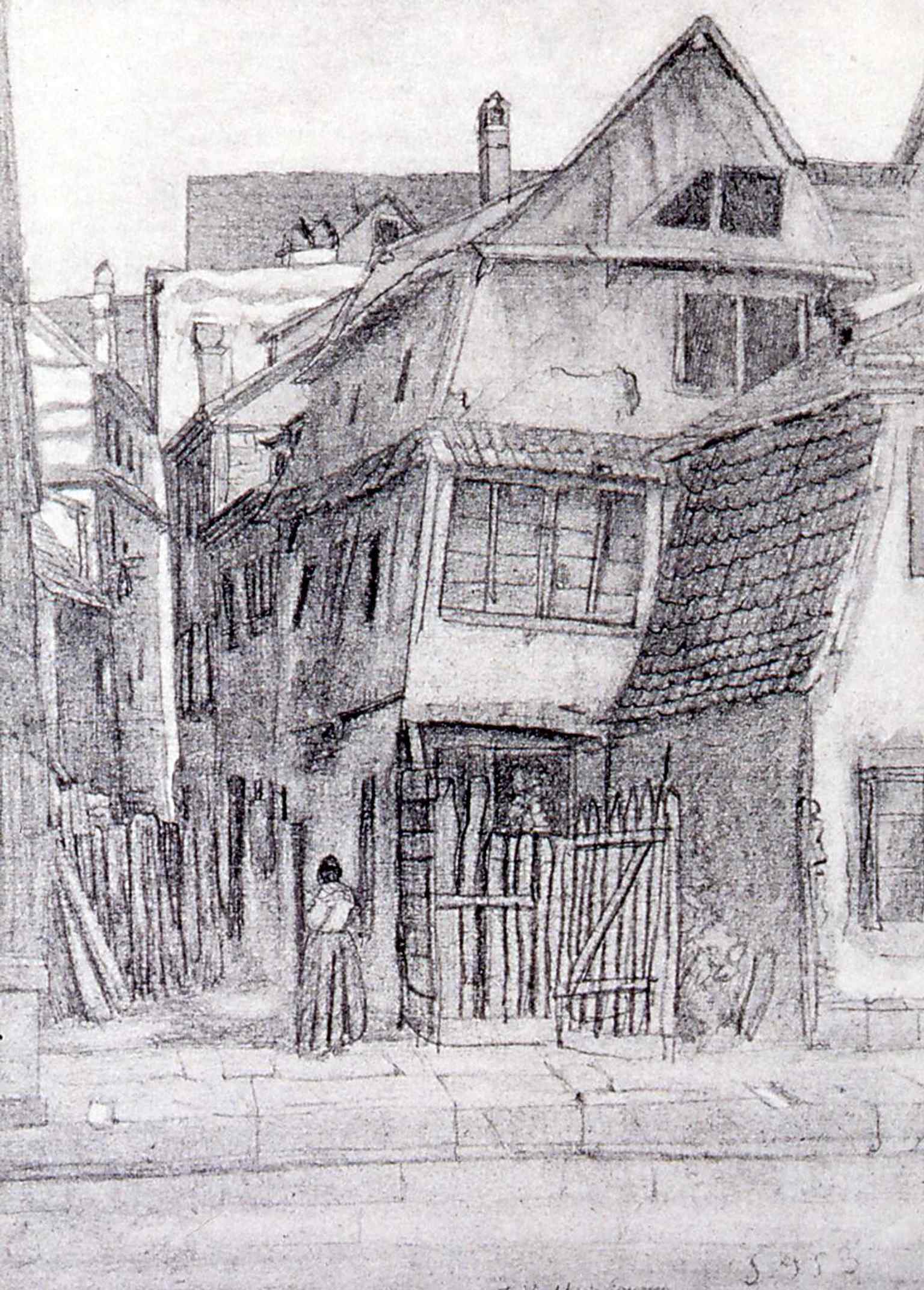This 1895 view preserves an older riverside atmosphere before later tourism reshaped the district’s image.