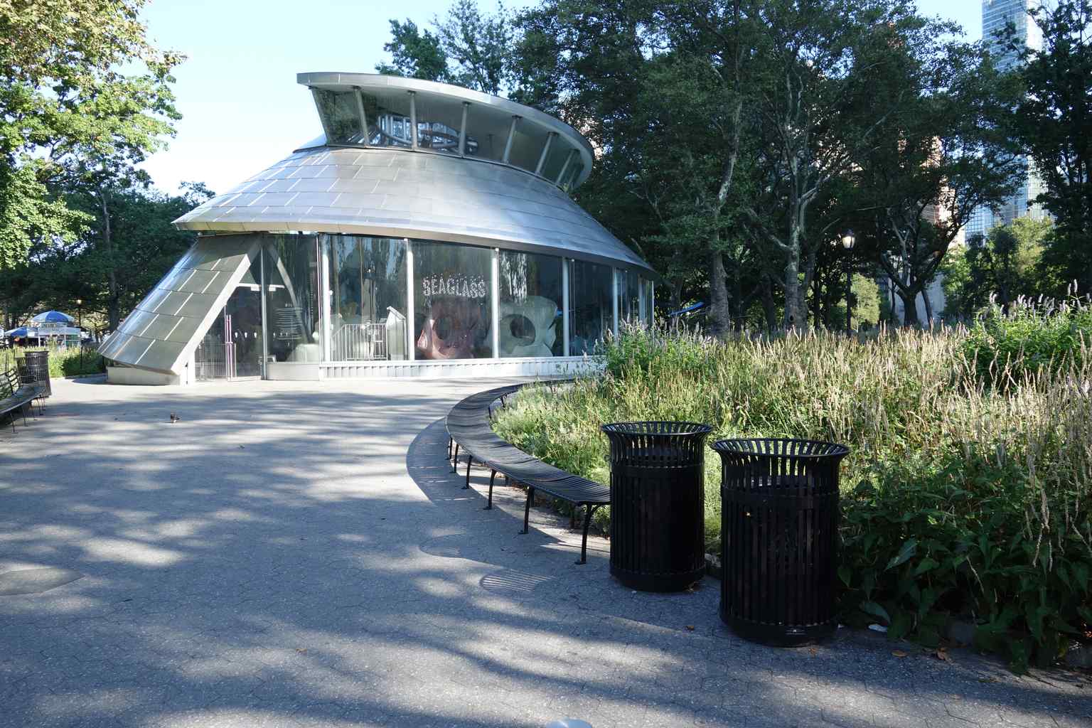 The SeaGlass Carousel, with its unique bioluminescent fish, was designed to resemble an underwater garden, paying homage to Castle Clinton's former life as the New York Aquarium.