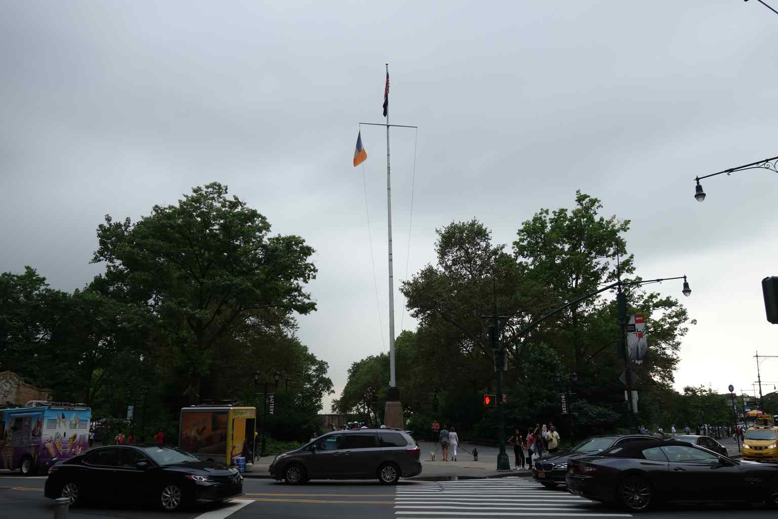 The Netherland Monument, a gift from the Dutch, commemorates the purchase of Manhattan Island by Dutch settlers three centuries prior to its 1926 dedication.